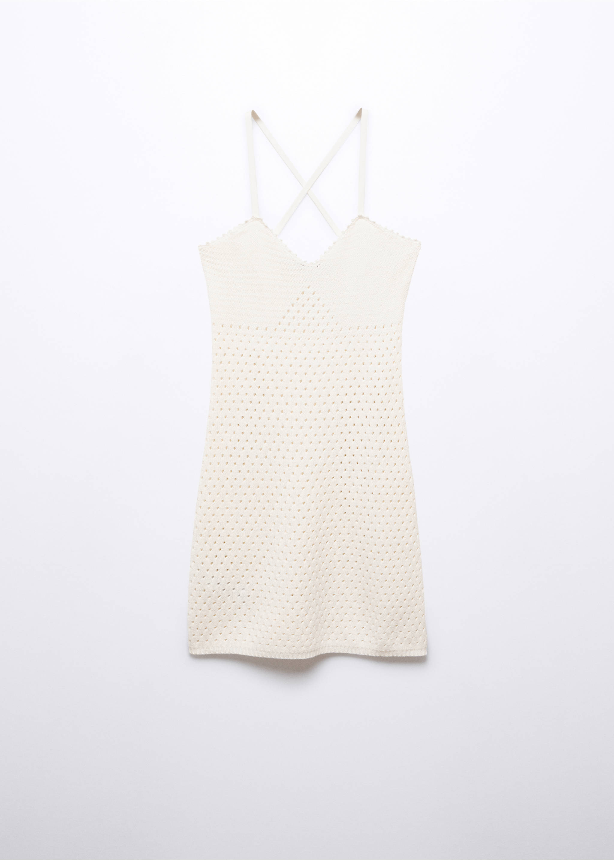 Knitted dress with lace details - Article without model, Off White. Ref: 57072879-00.