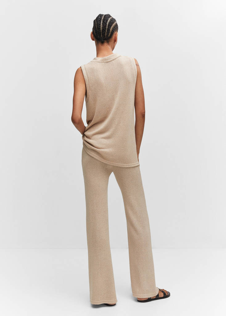 Flared knitted trousers — Sand