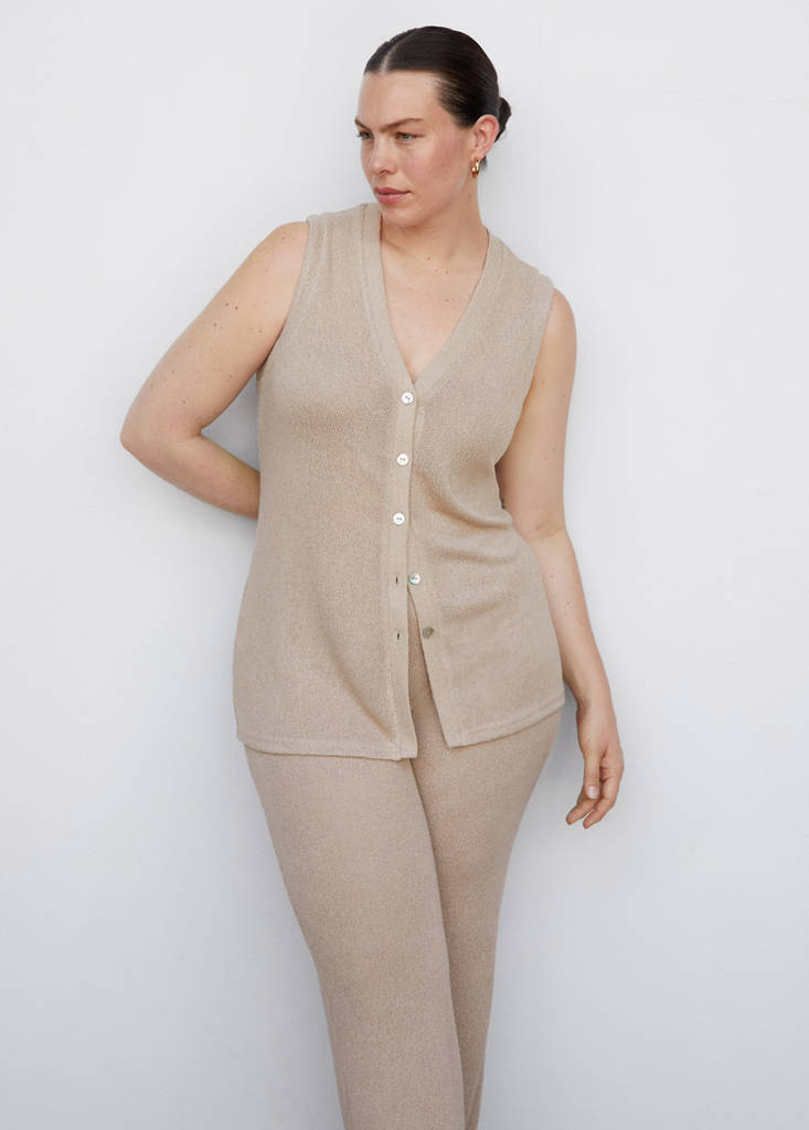 Flared knitted trousers — Sand
