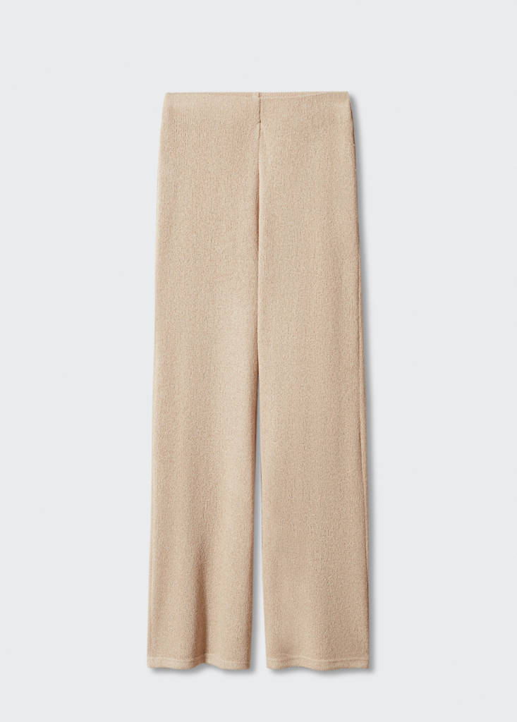 Flared knitted trousers — Sand