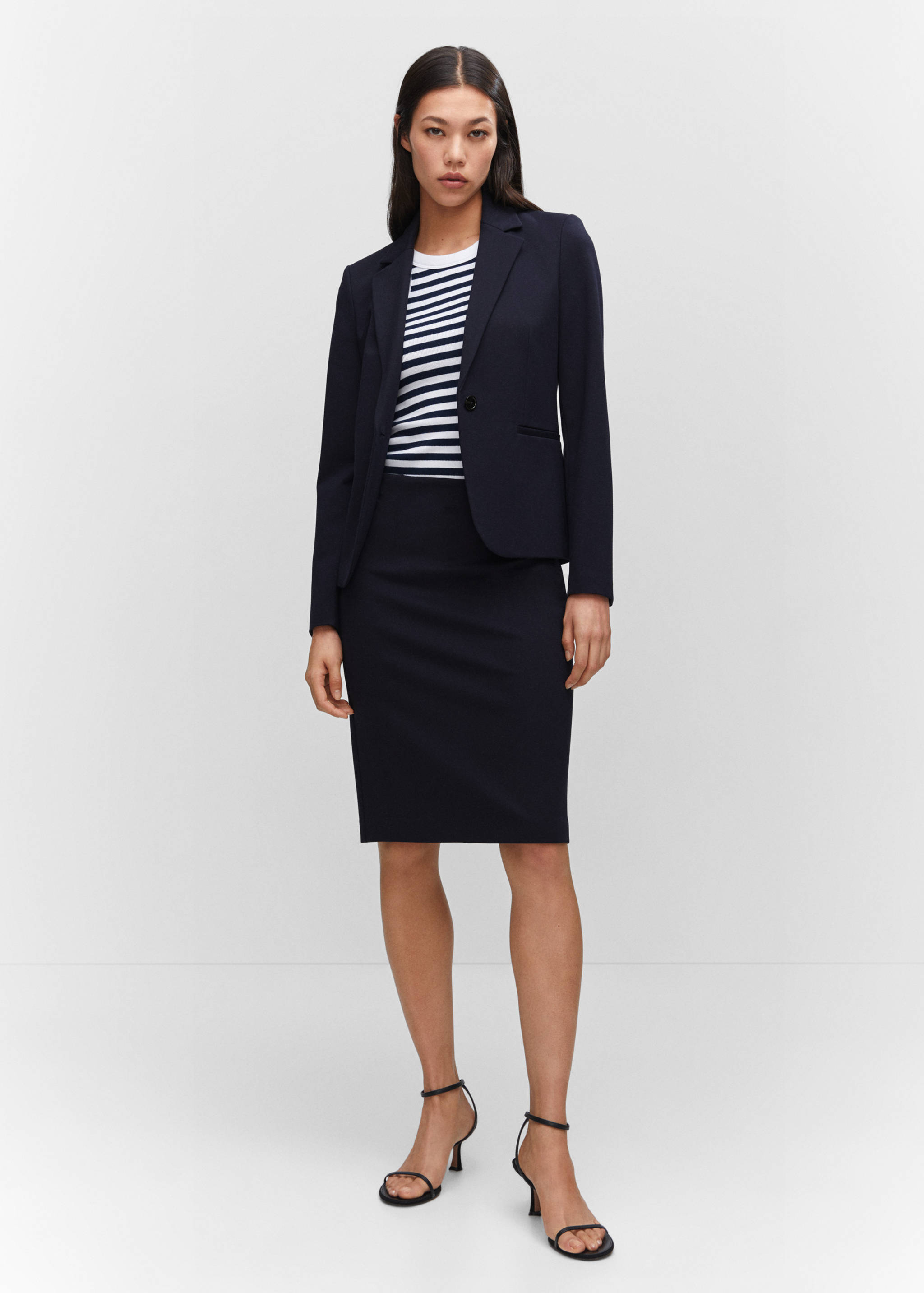 Jupe crayon fendue maille point de Rome - Plan général