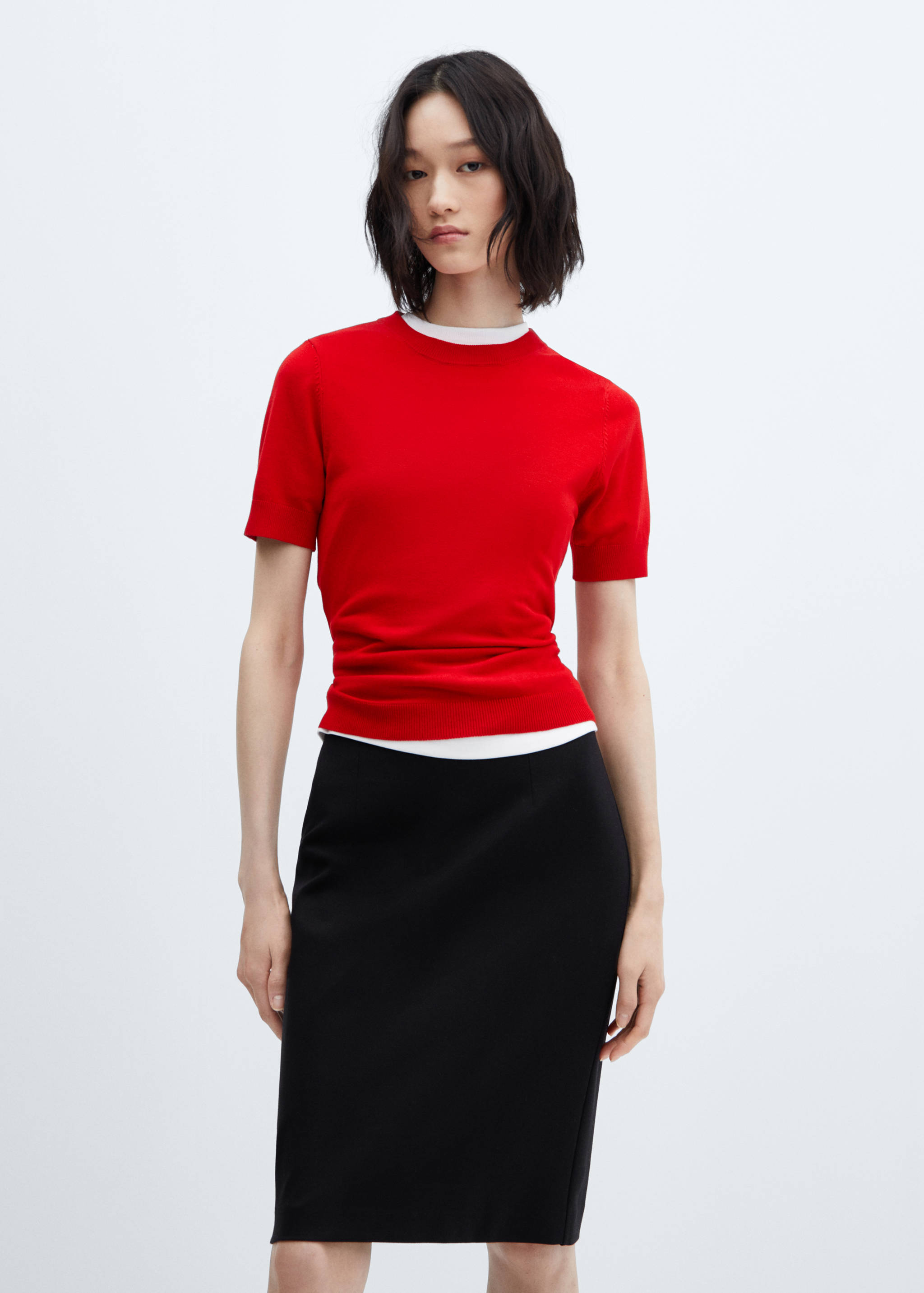 Jupe crayon fendue maille point de Rome - Détail de l'article 1