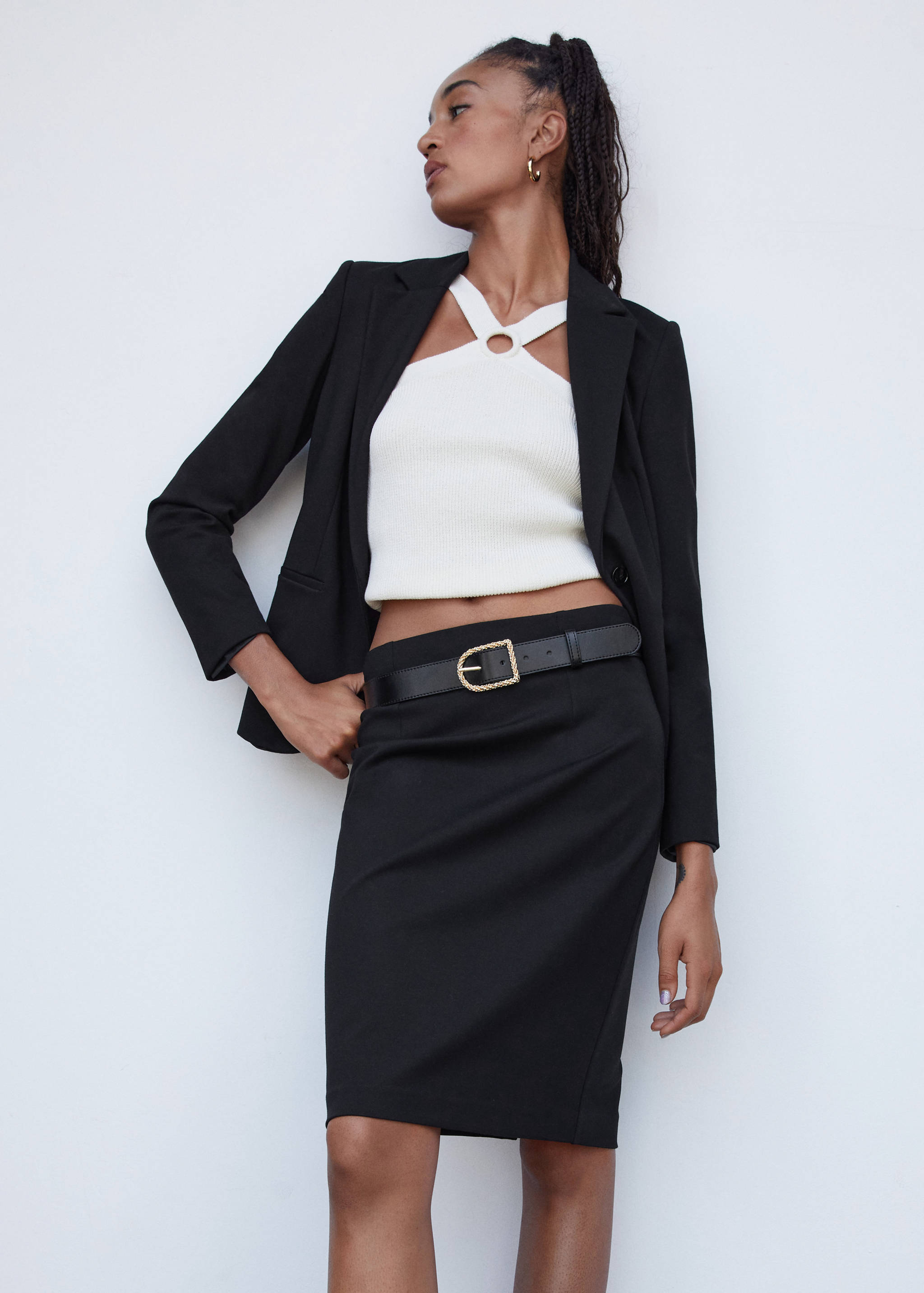 Jupe crayon fendue maille point de Rome - Détail de l'article 2