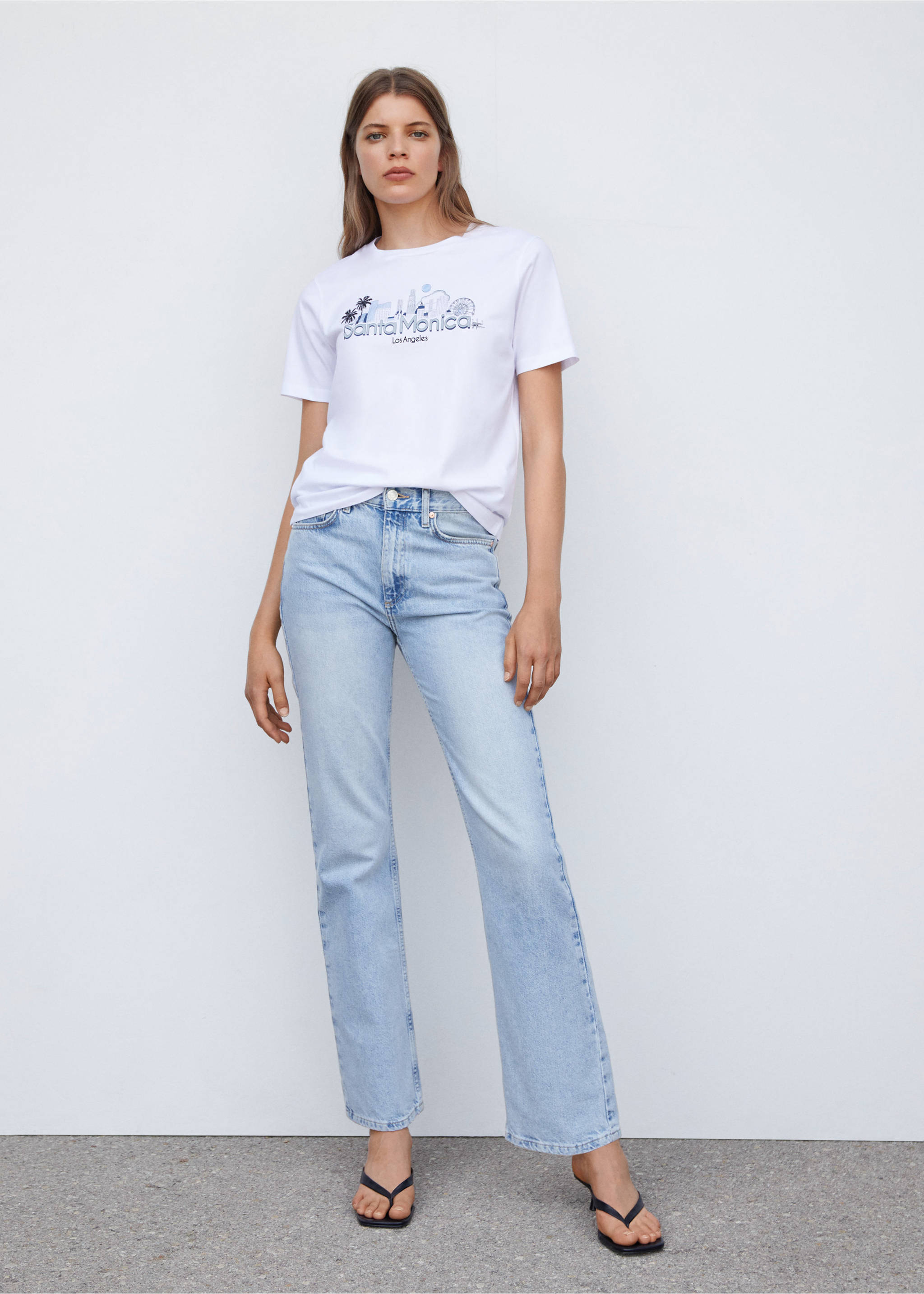 T-shirt coton imprimé - Plan général, Blanc. Ref: 57073812-00.