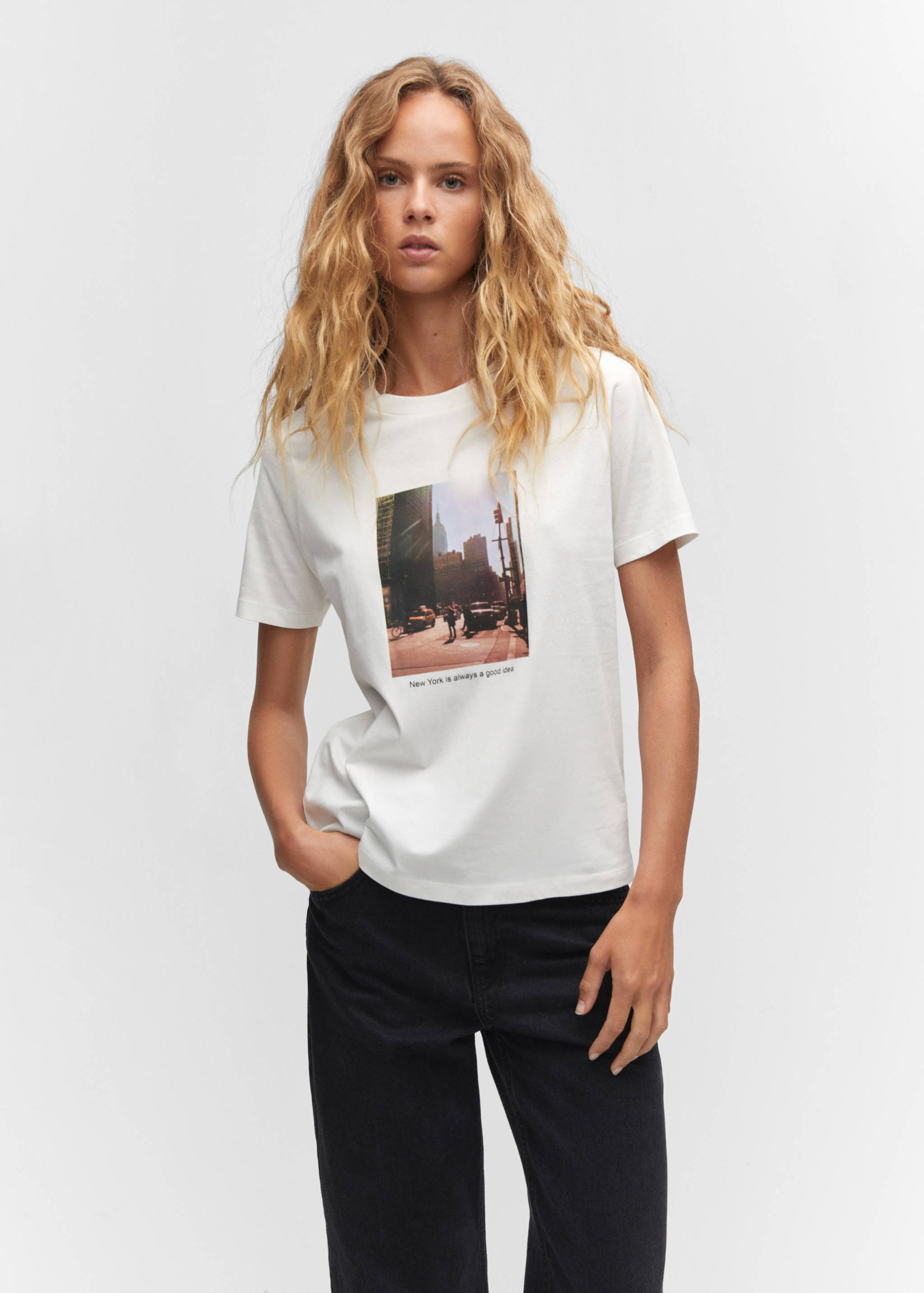 T-shirt coton imprimé - Plan moyen