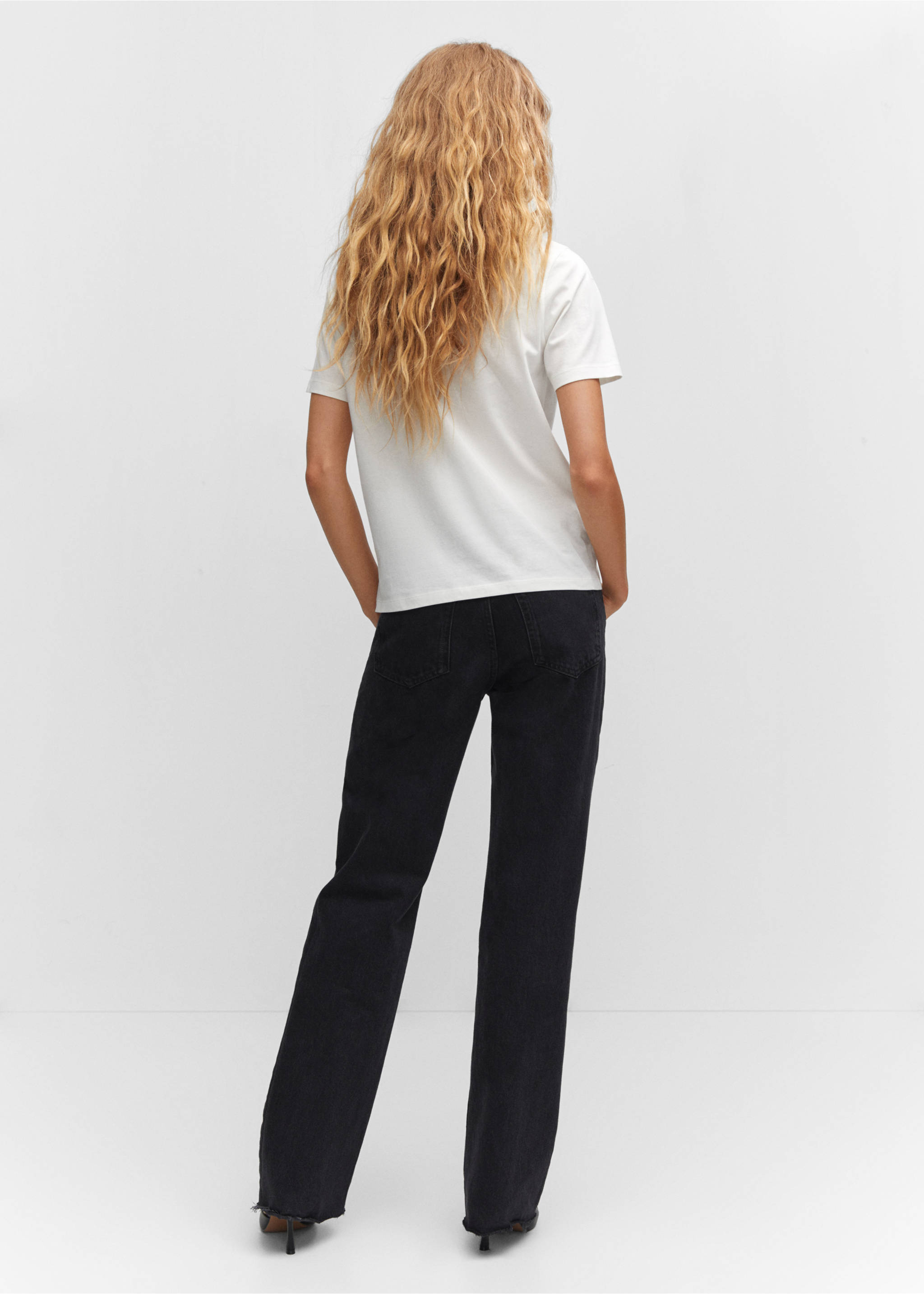 T-shirt coton imprimé - Verso de l’article, Blanc cassé. Ref: 57073812-00.