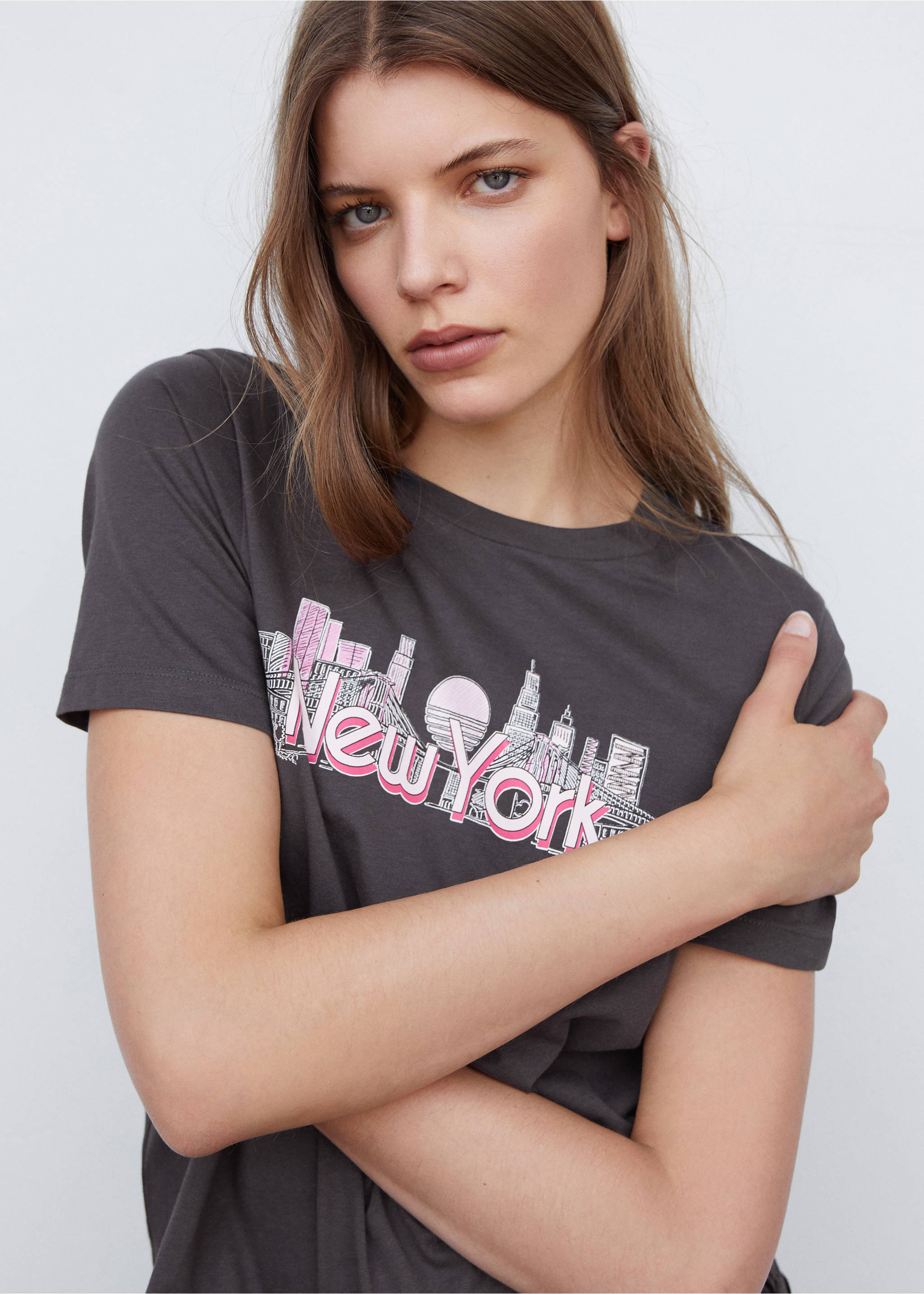 T-shirt coton imprimé - Détail de l'article 1, Gris anthracite. Ref: 57073812-00.