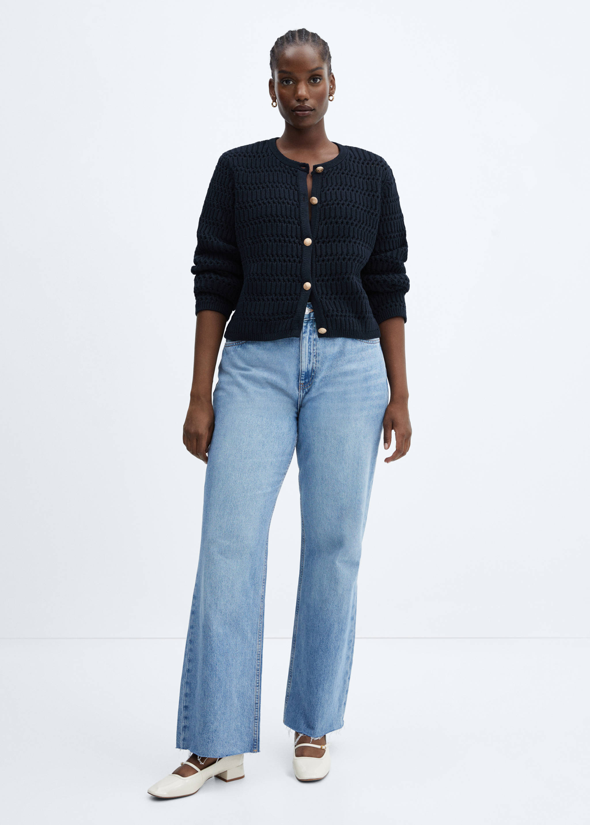 Knitted cardigan with jewel button - Details of the article 3