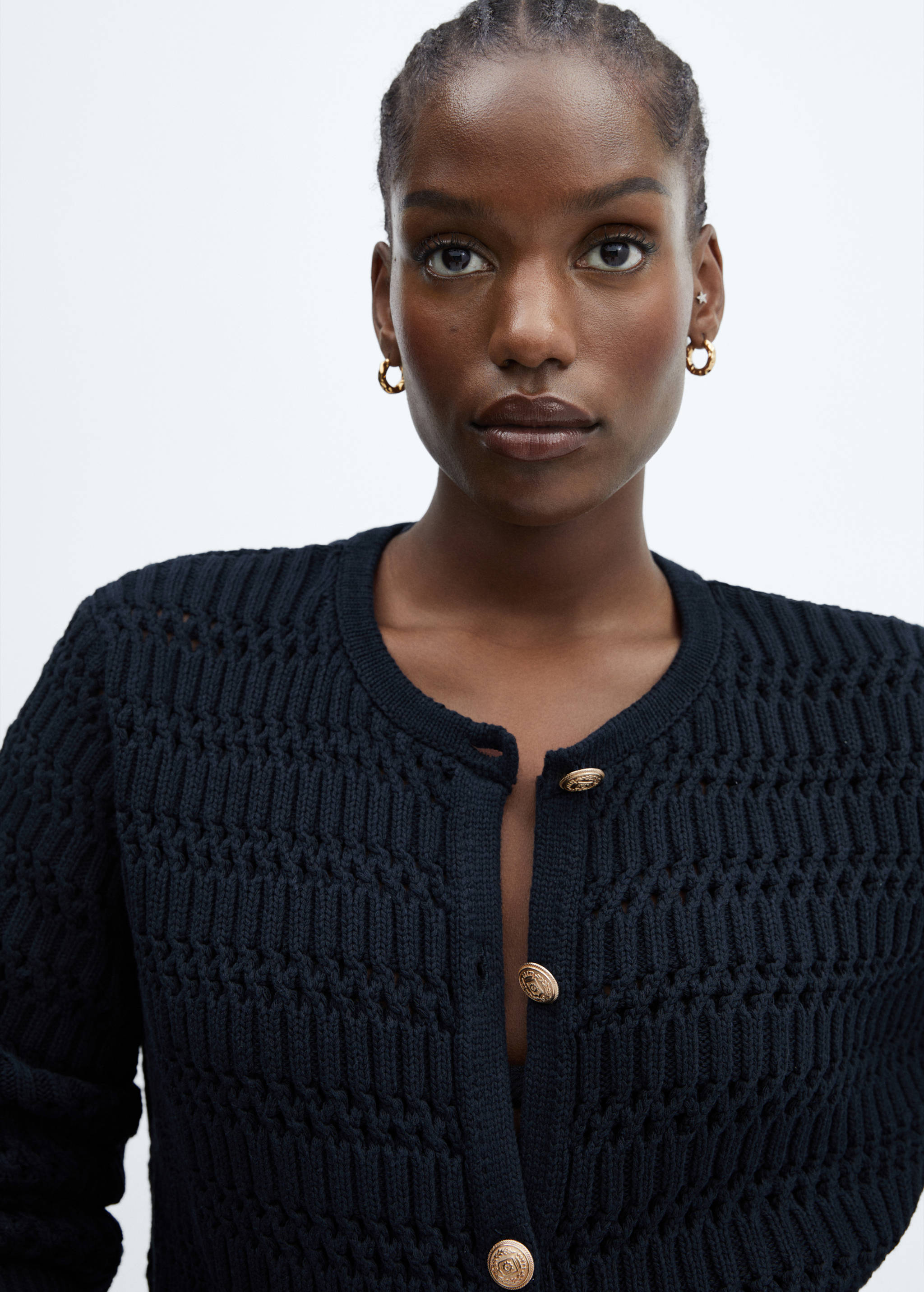 Knitted cardigan with jewel button - Details of the article 4
