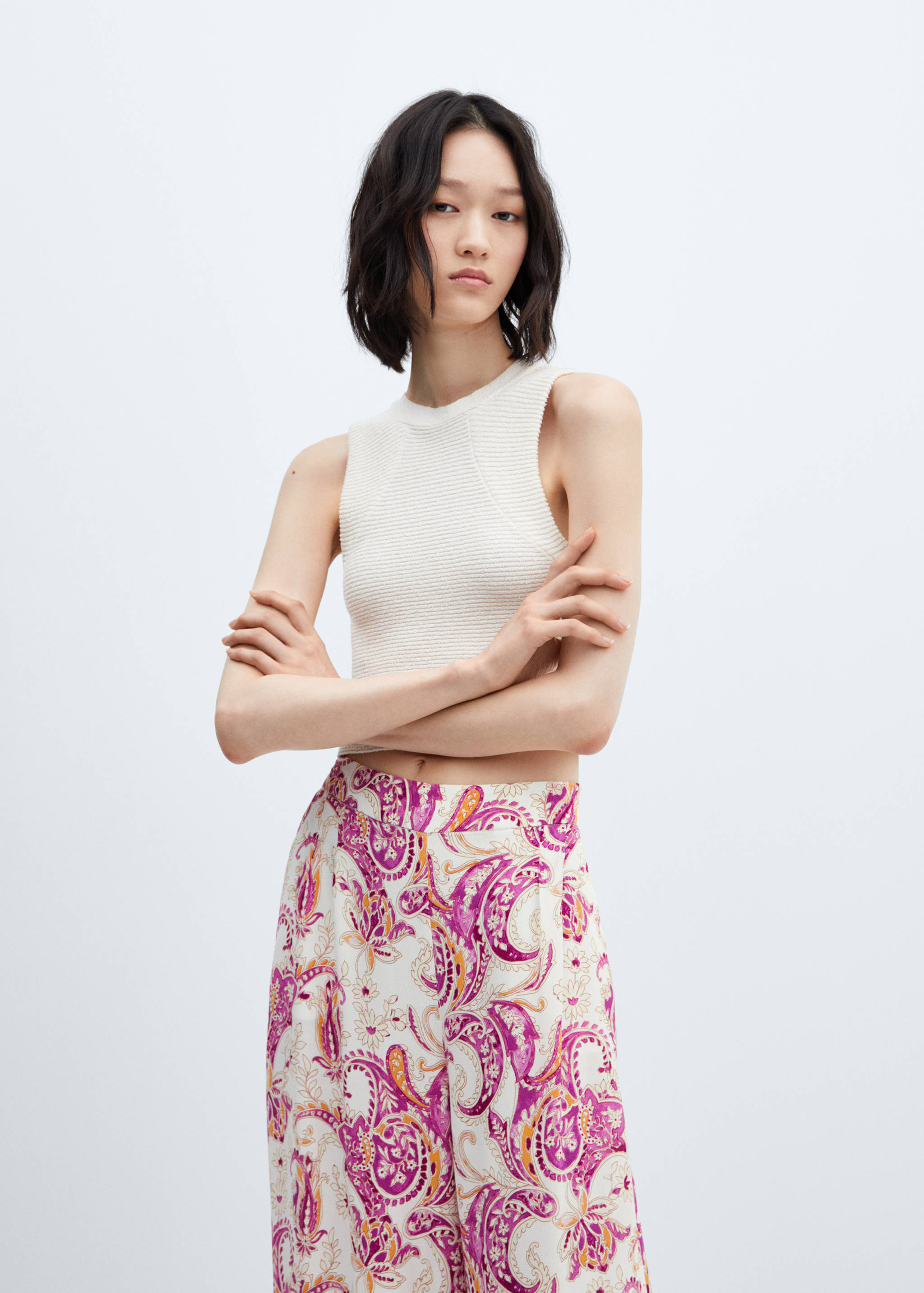 Oriental print culotte trousers - Details of the article 1