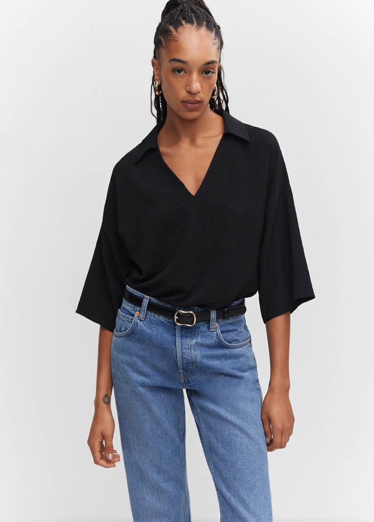 Double shirt-collar blouse - Women | MANGO Syria