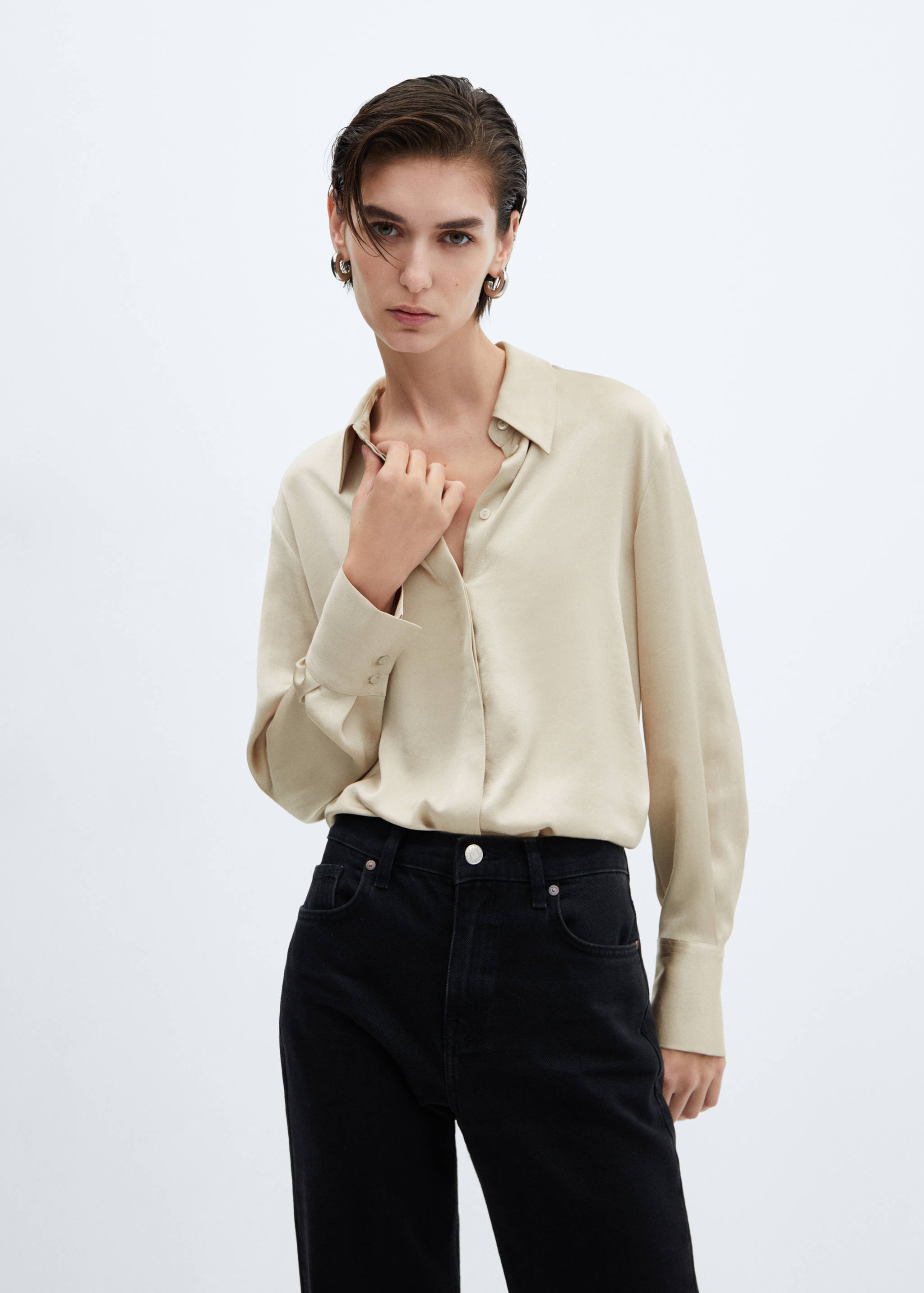 Satin finish flowy shirt - Medium plane