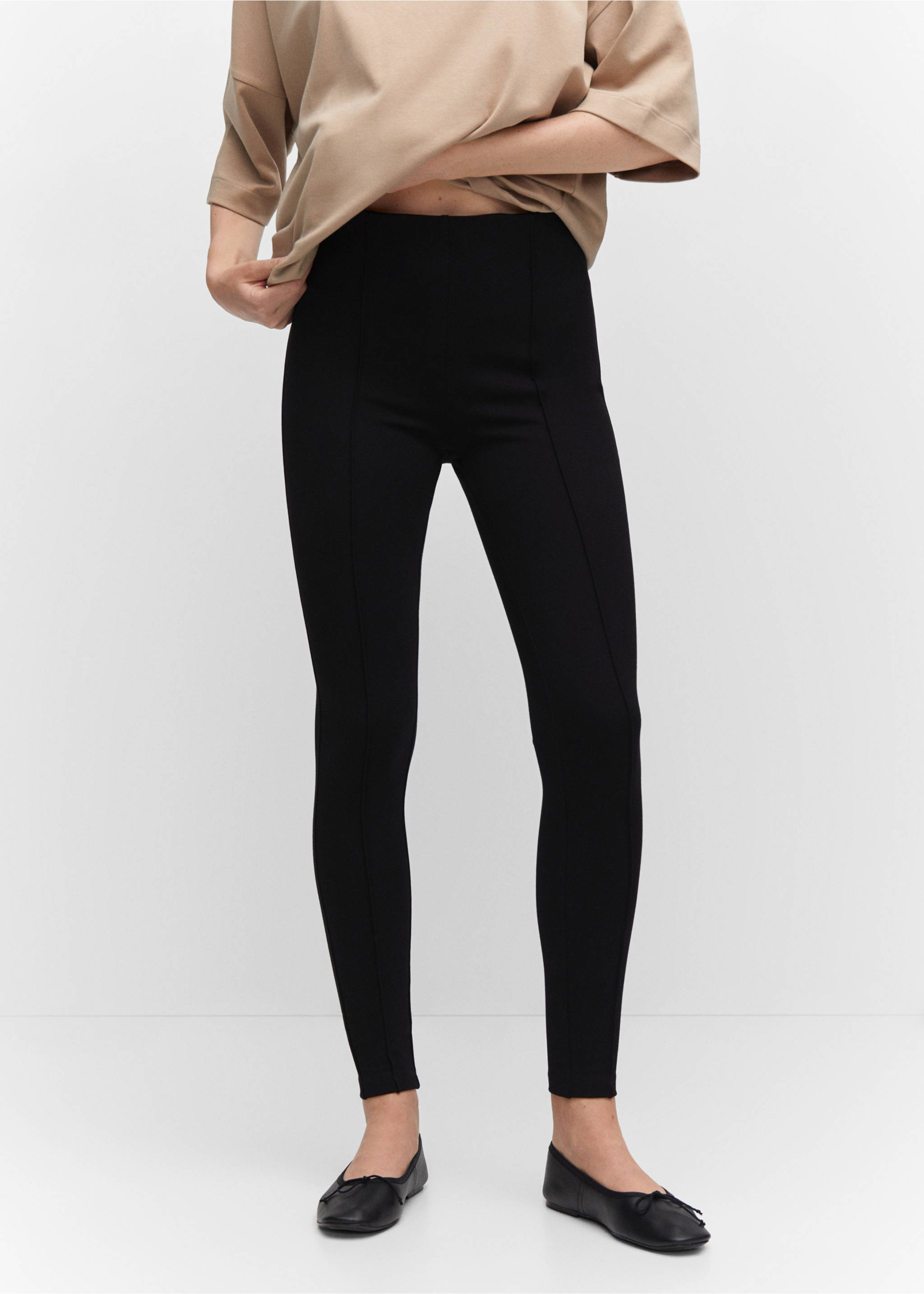 Legging skinny pinces - Plan moyen, Noir. Ref: 57074388-00.