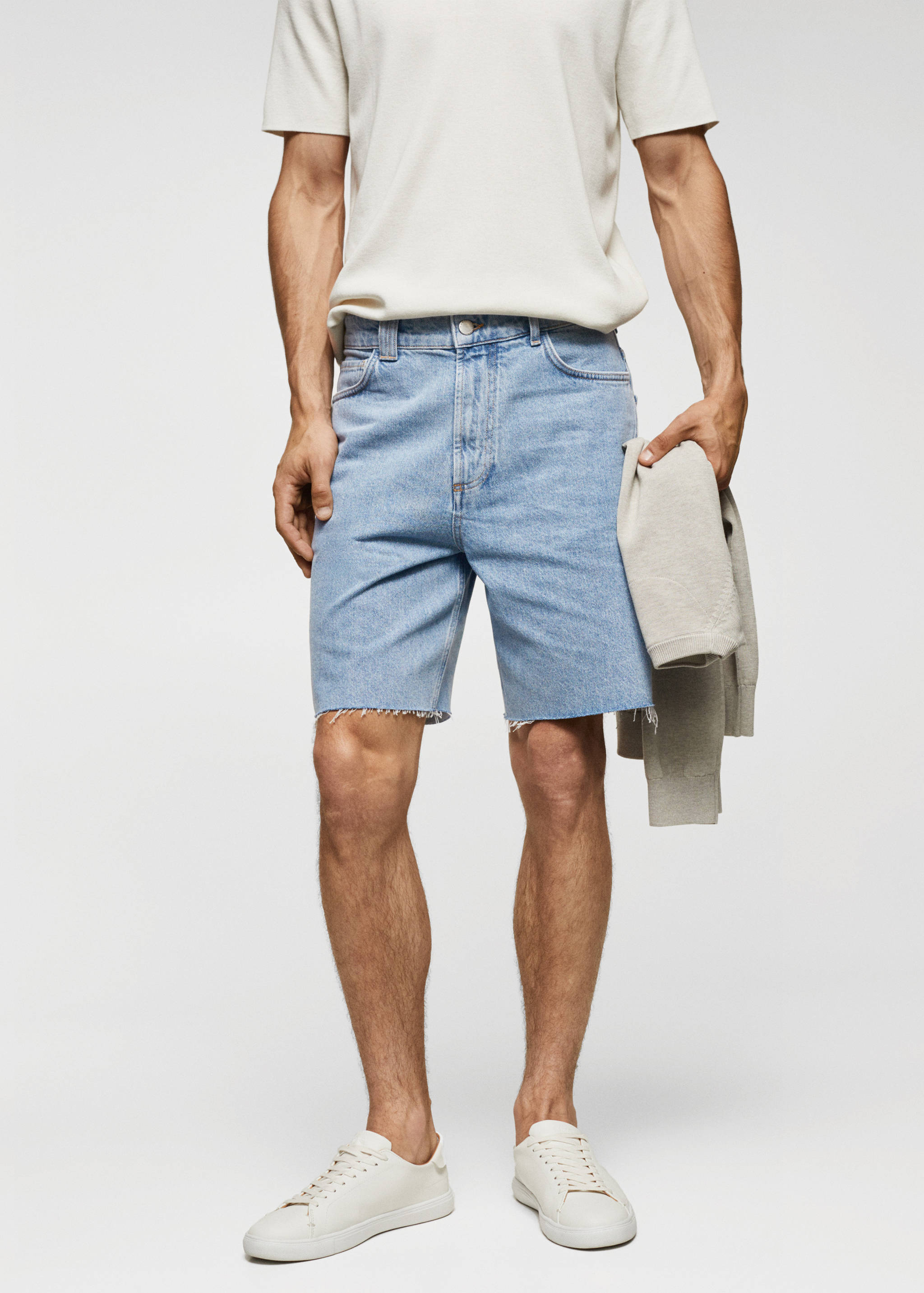 Regular-fit denim shorts - Medium plane