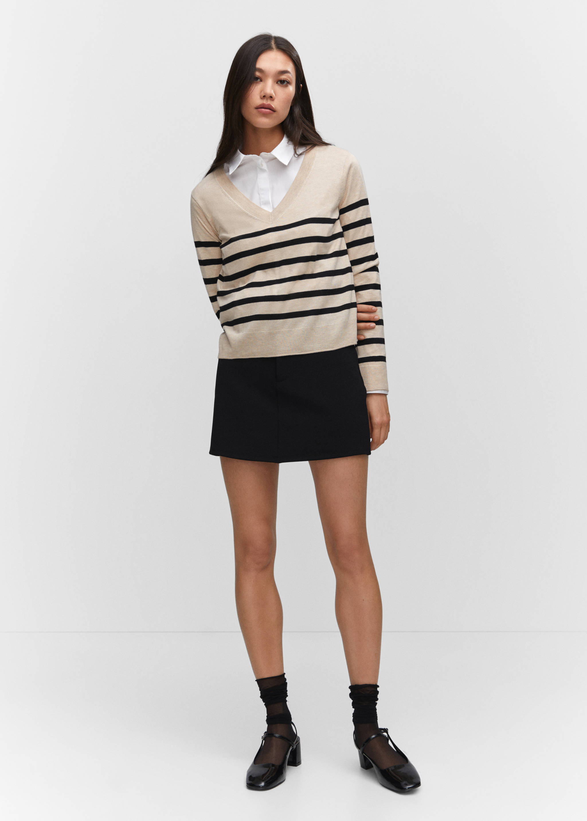 Striped fine-knit sweater - General plane