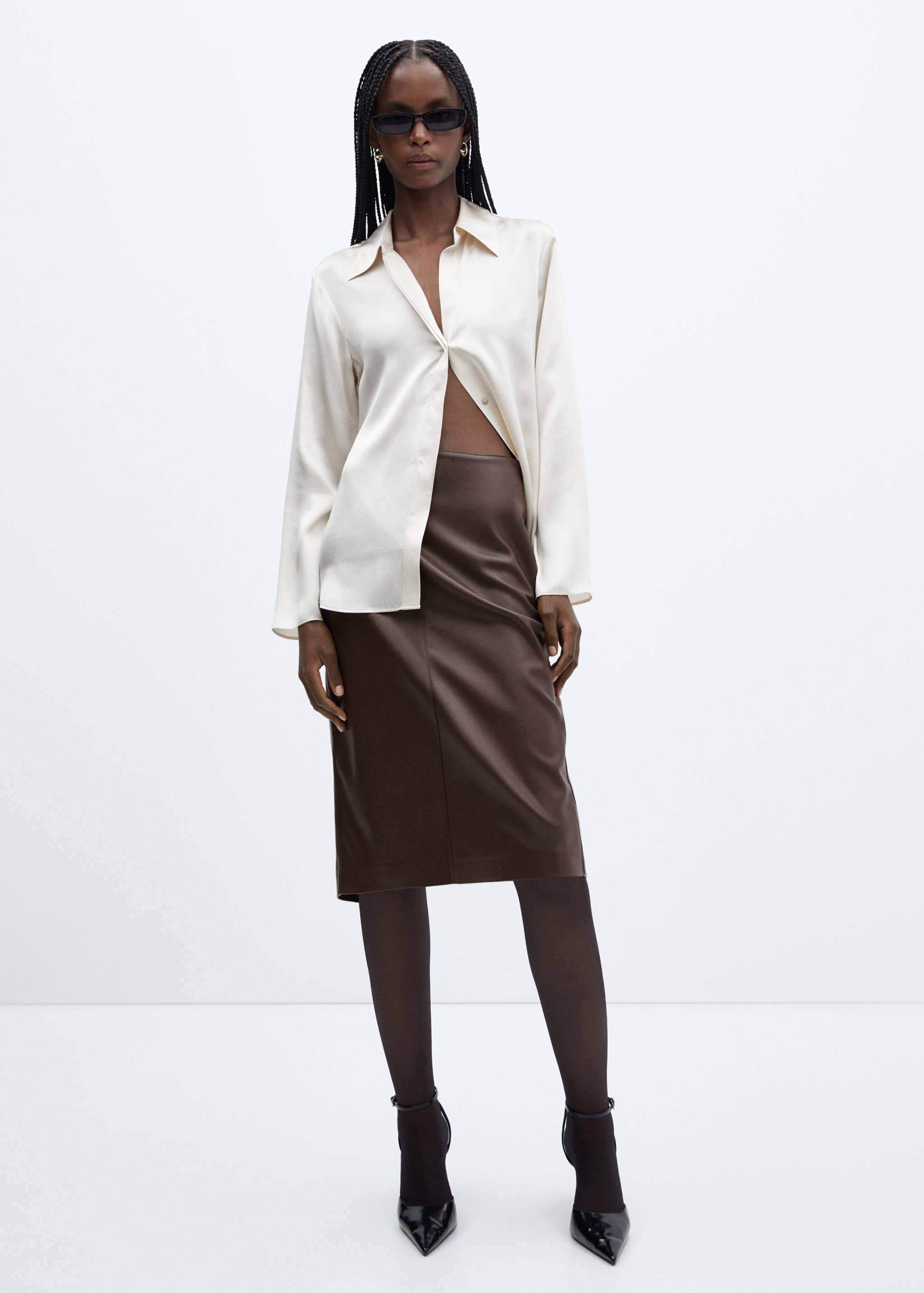 Leather-effect pencil skirt - General plane
