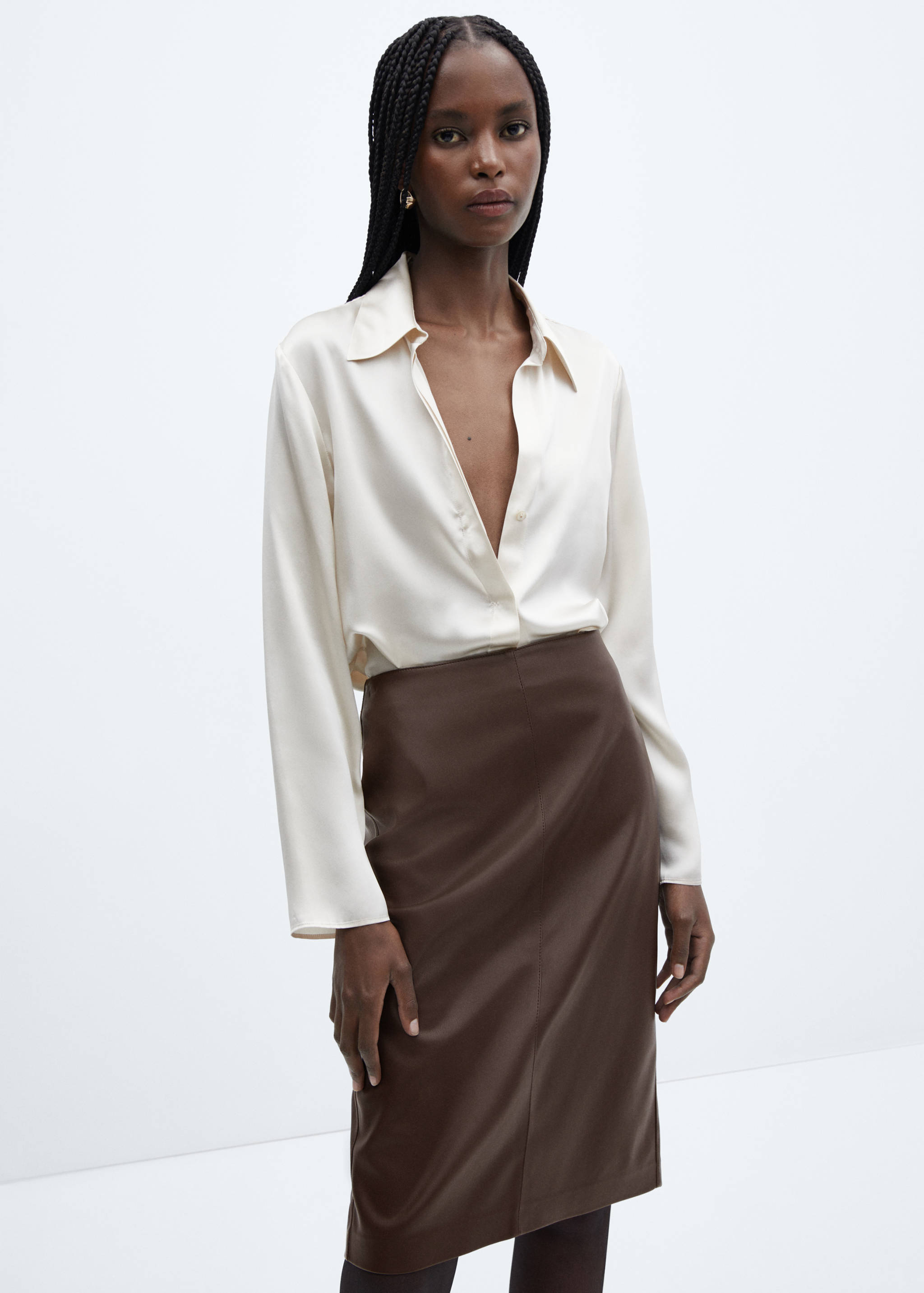Leather-effect pencil skirt - Medium plane
