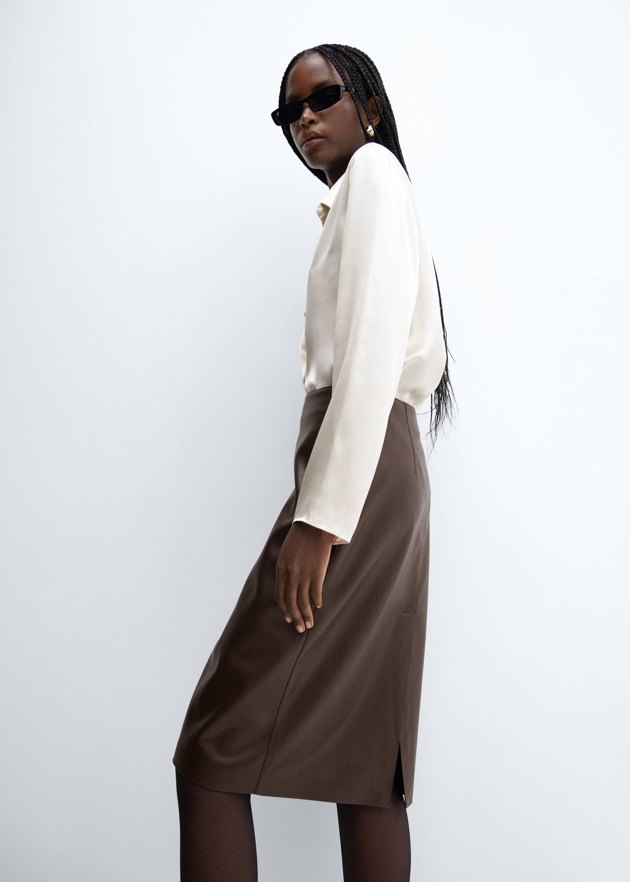 Leather-effect pencil skirt - Details of the article 2