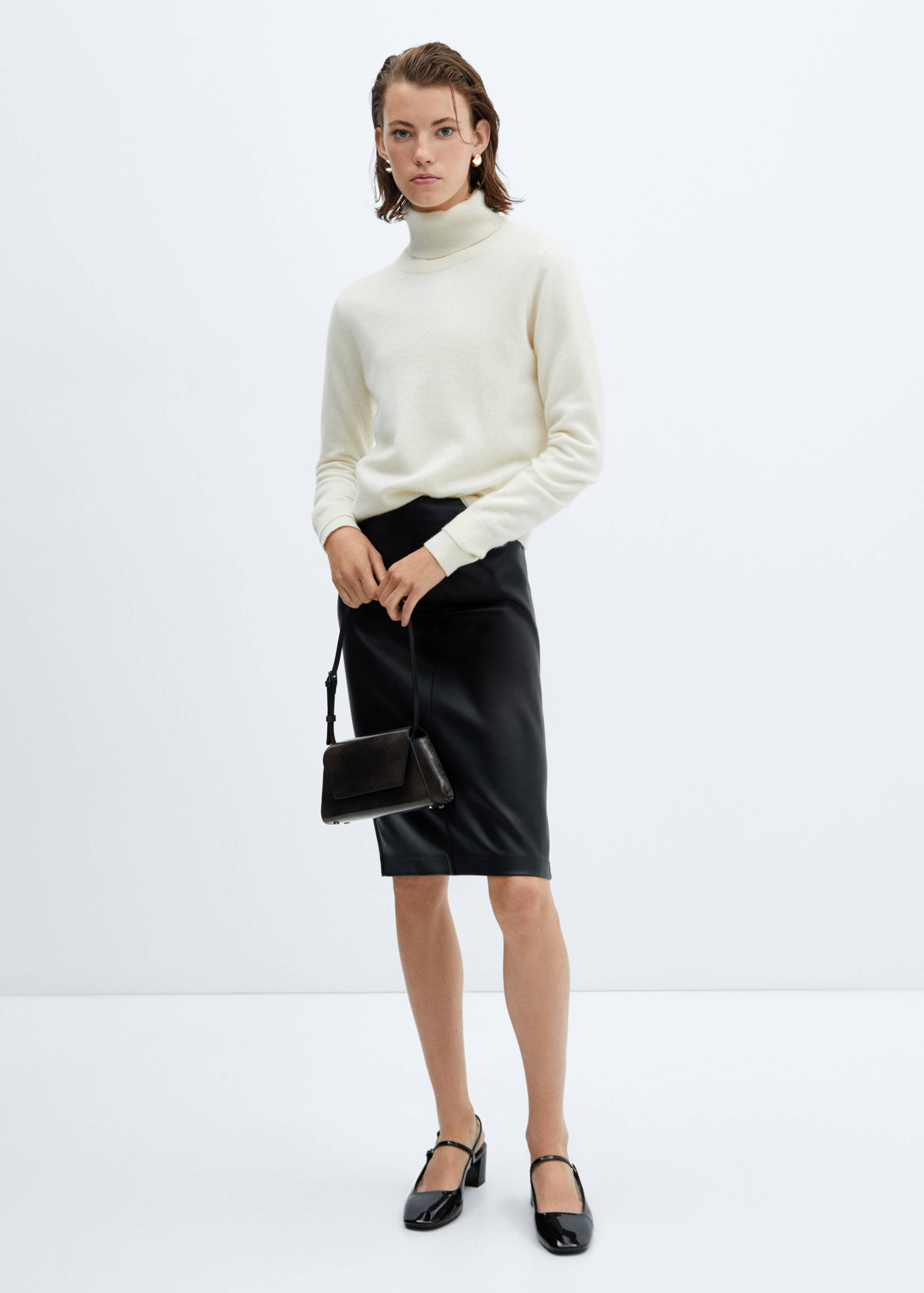Leather-effect pencil skirt - General plane