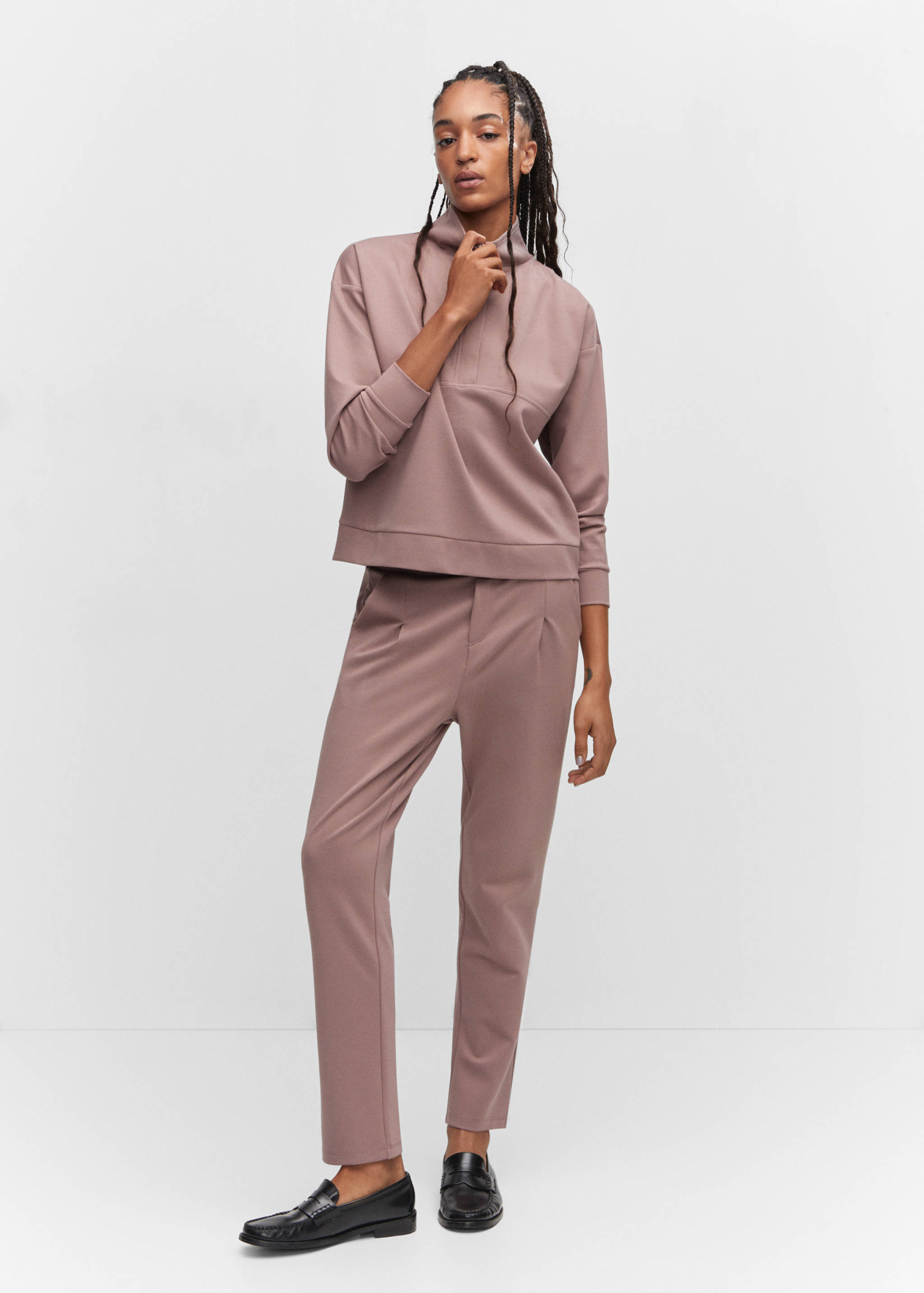 Sweatshirt met opstaande kraag met rits - Overzichtstekening