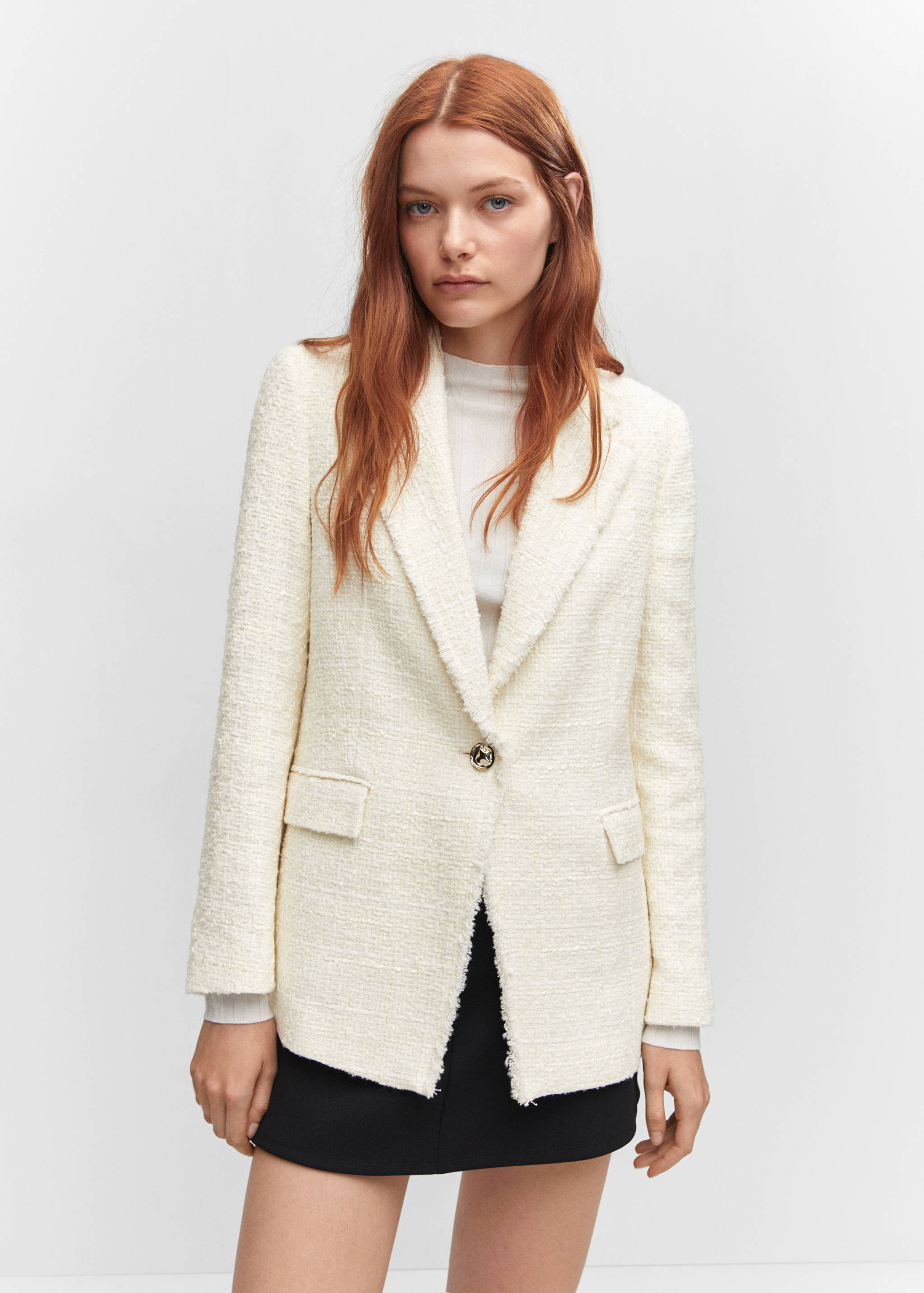 Veste tweed bouton bijou - Plan moyen