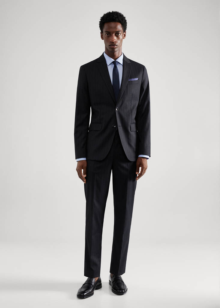 Stretch-fabric slim-fit suit jacket — Blue