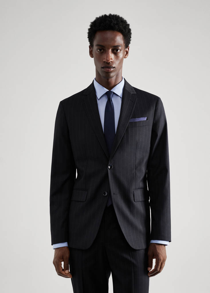 Stretch-fabric slim-fit suit jacket — Blue