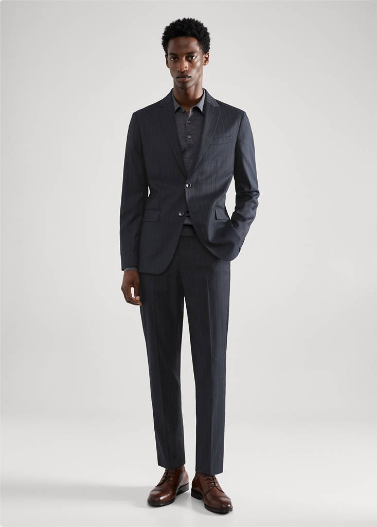 Stretch-fabric slim-fit suit jacket — Blue