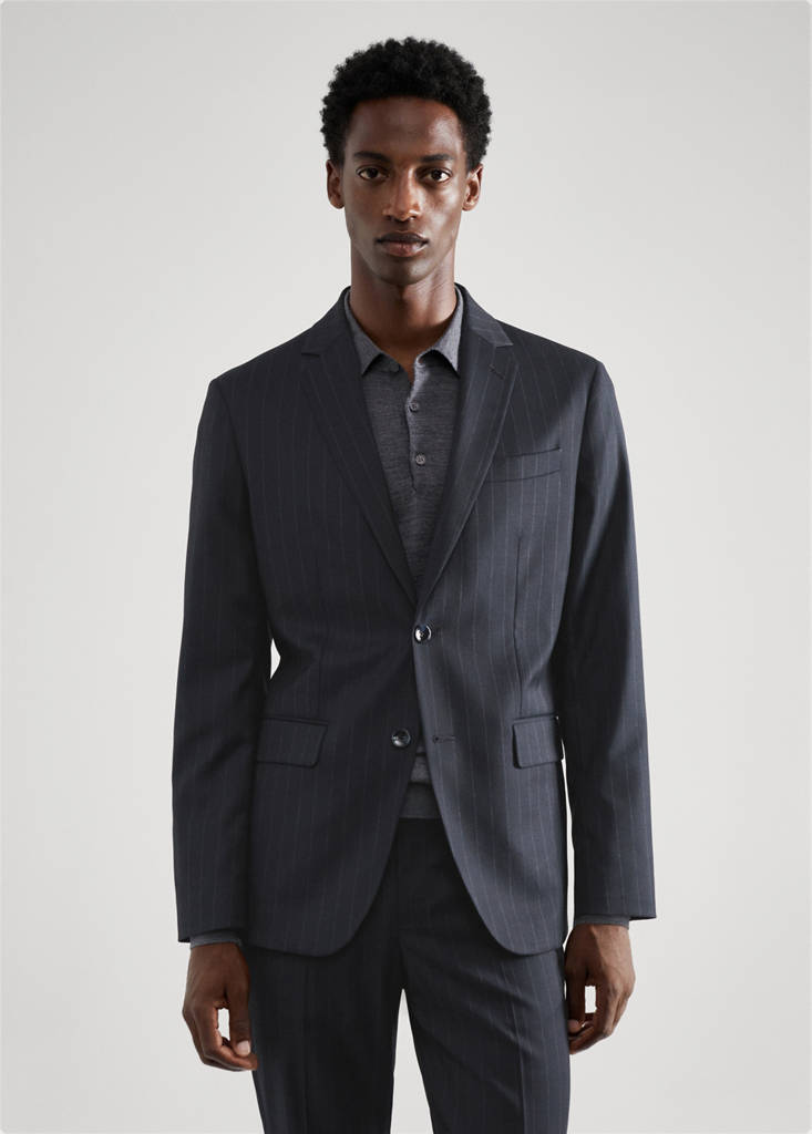 Stretch-fabric slim-fit suit jacket — Blue