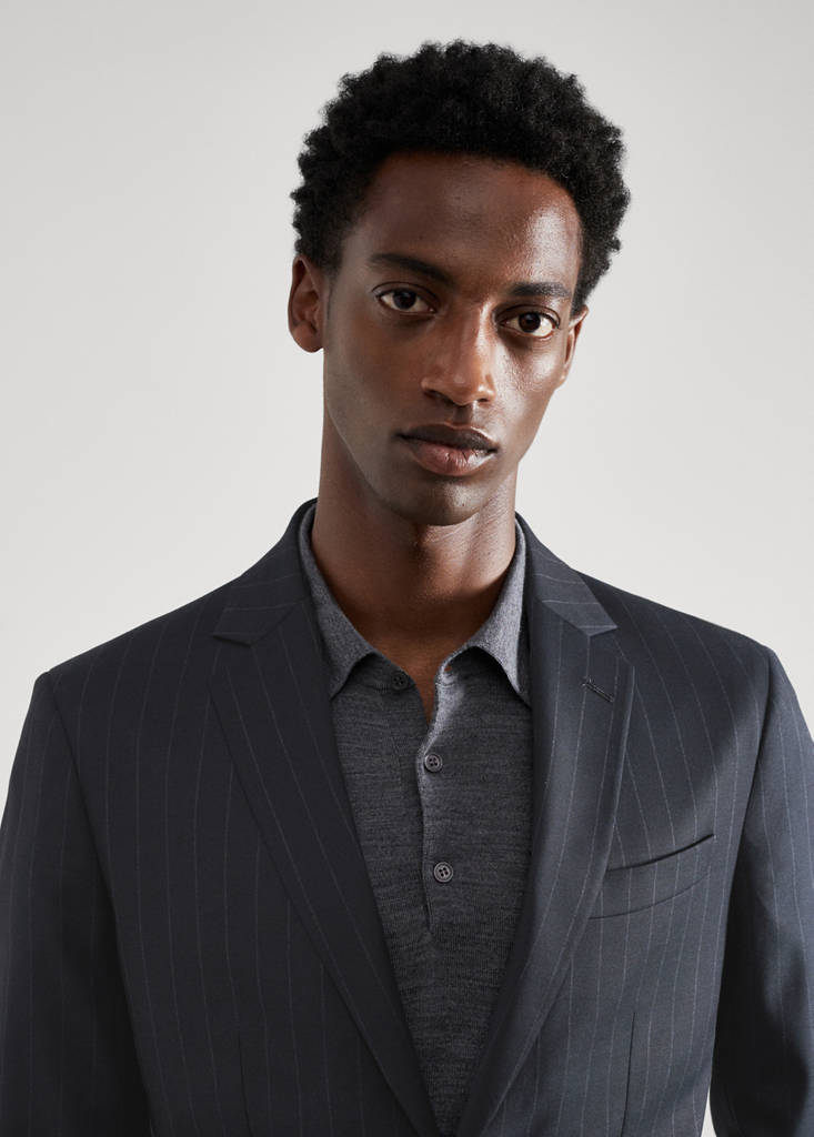 Stretch-fabric slim-fit suit jacket — Blue