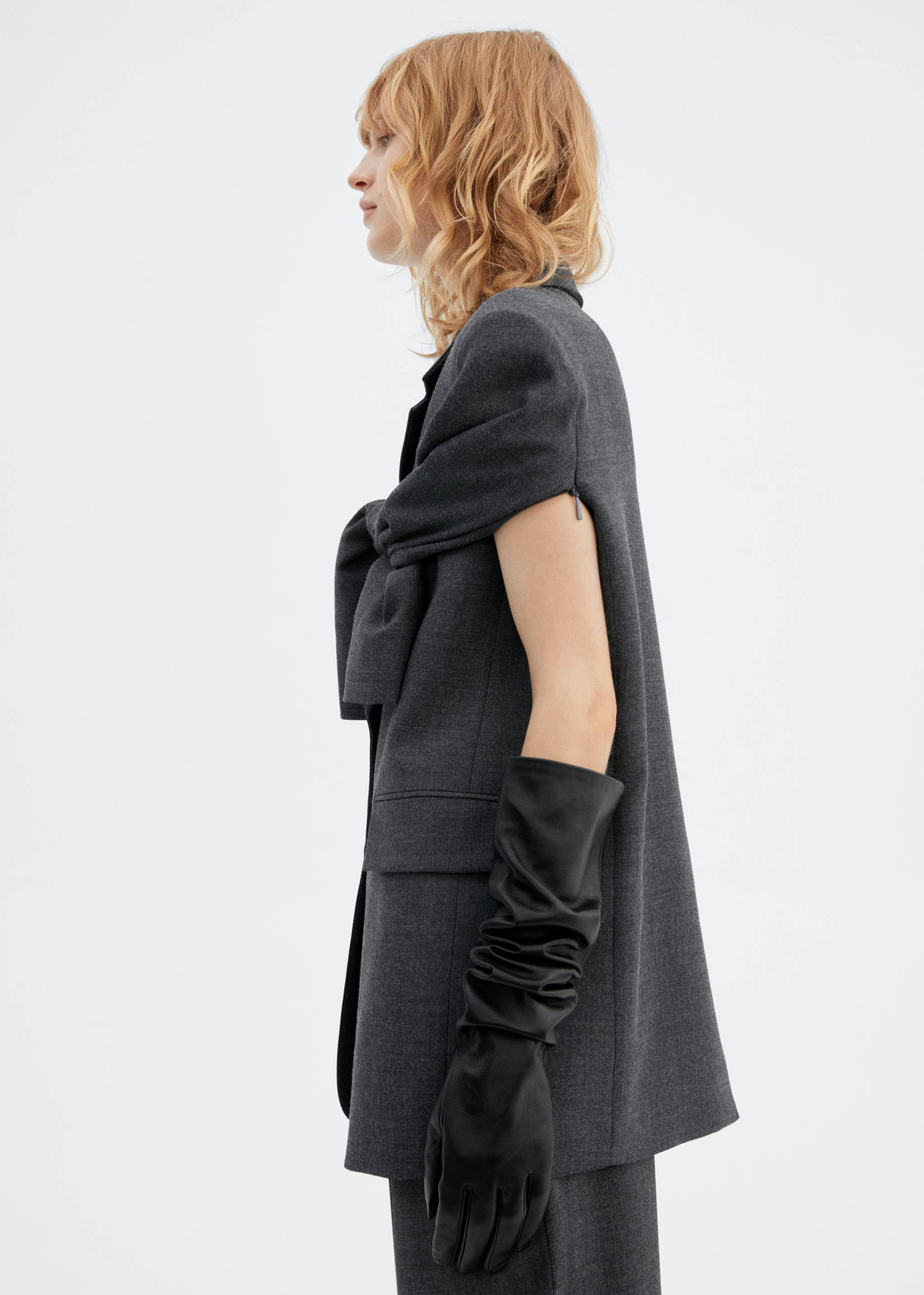 Lange handschoenen met leer - Overzichtstekening