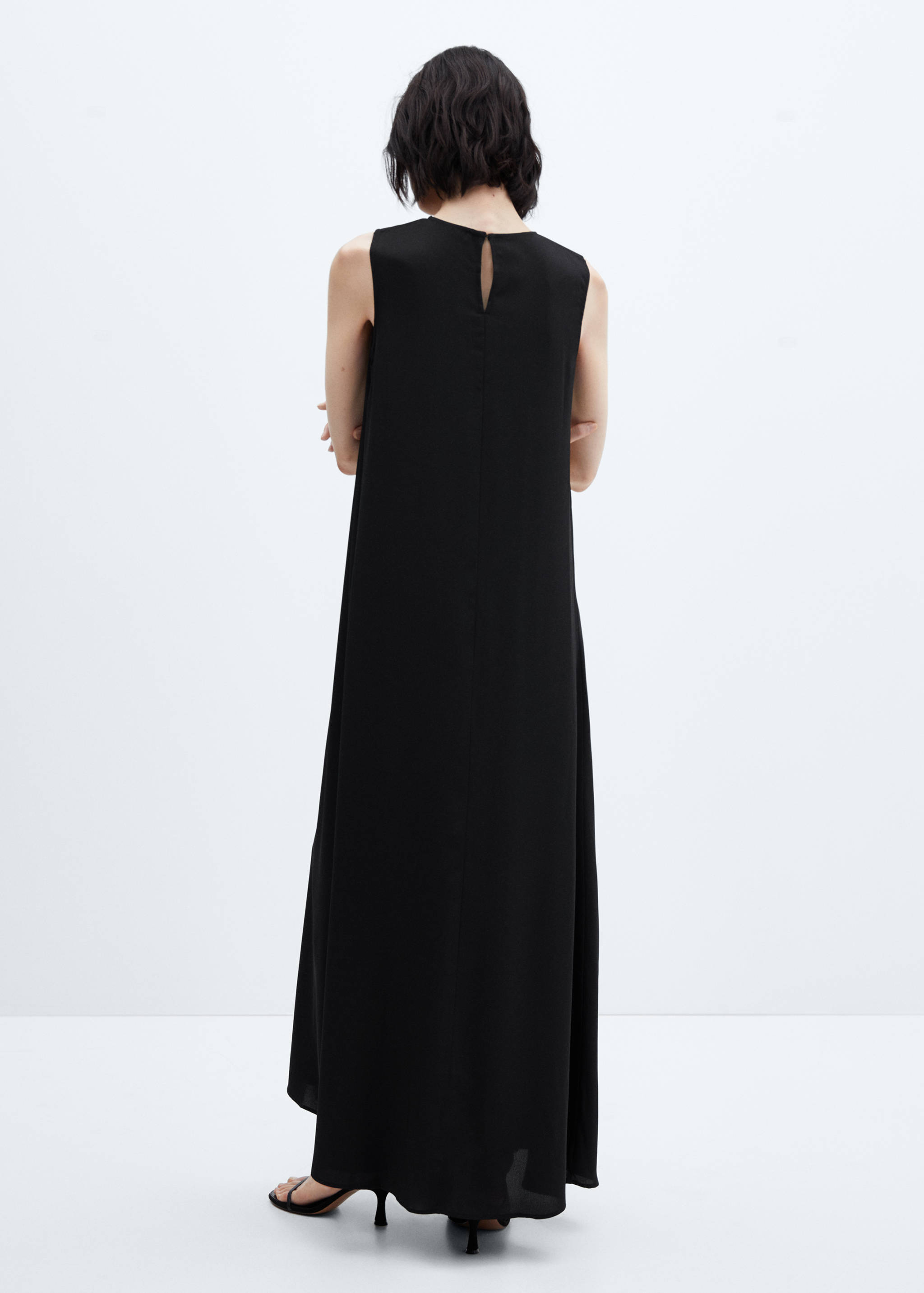 褶皱细节长款连衣裙 - null