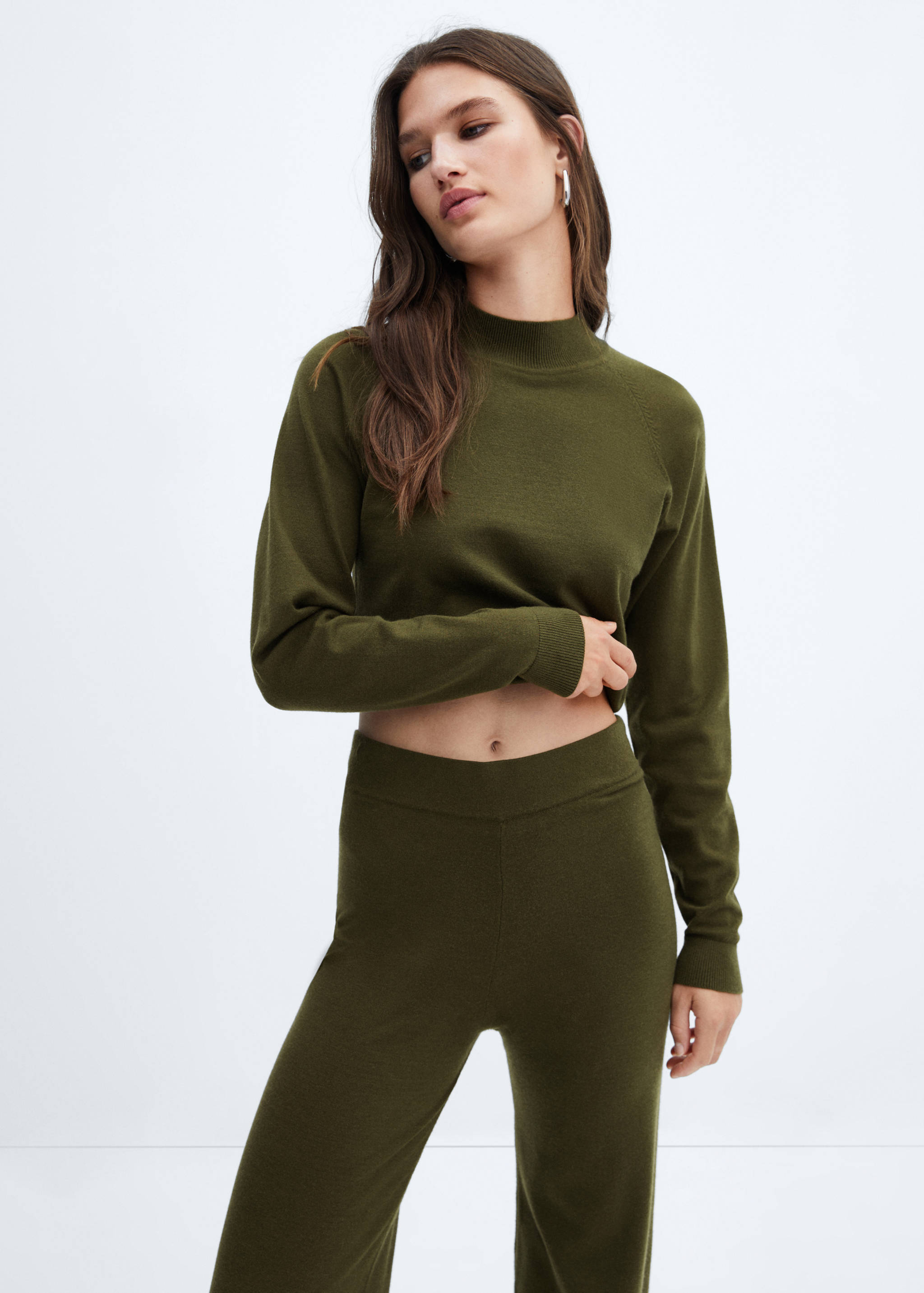 Pantalón punto wide leg - Plano medio