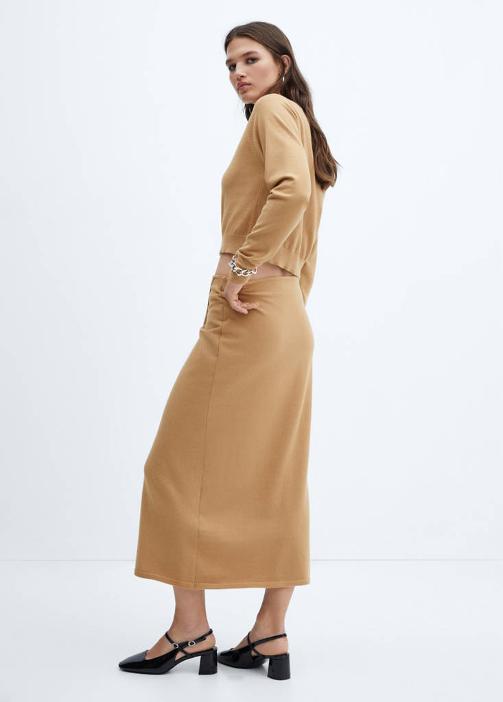 Knit wrap skirt — Medium Brown