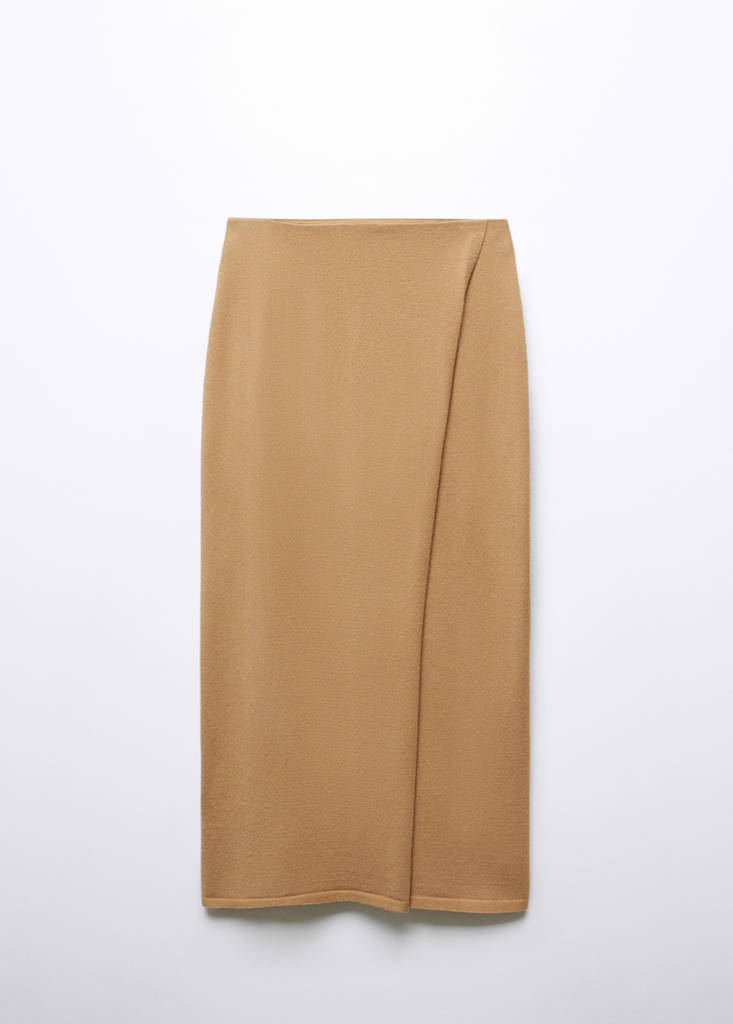Knit wrap skirt — Medium Brown