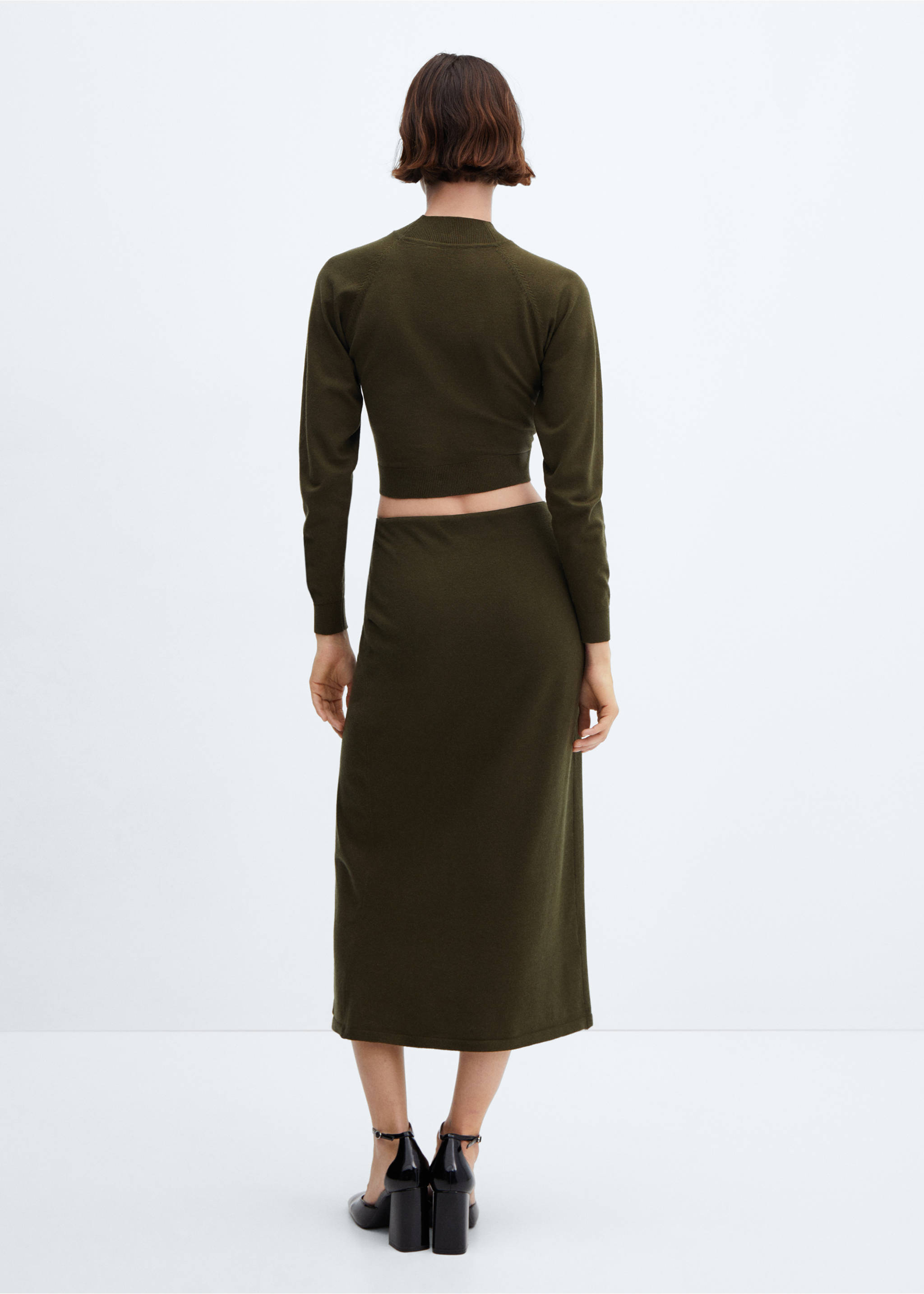 Knit wrap skirt - Details of the article 1, Khaki. Ref: 57075794-00.