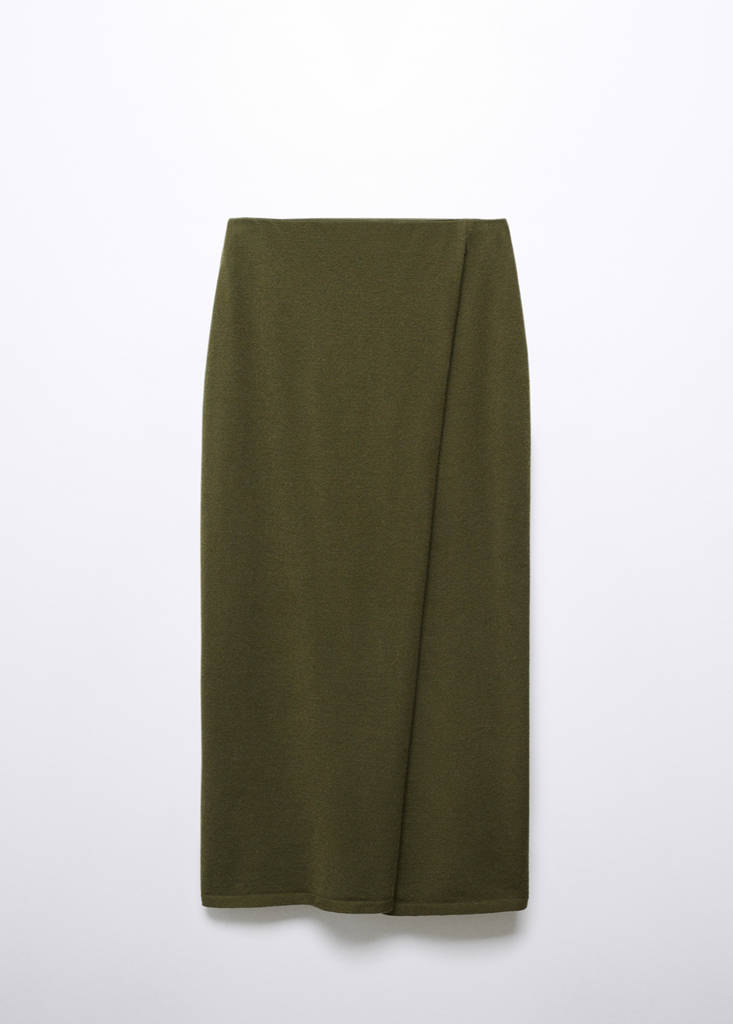 Knit wrap skirt — Khaki