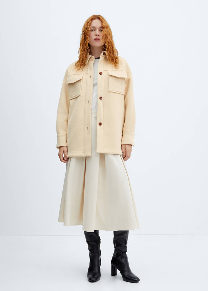 Long wool overshirt — Pastel Yellow