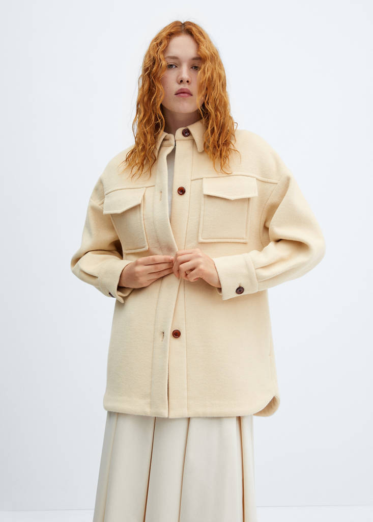 Long wool overshirt — Pastel Yellow