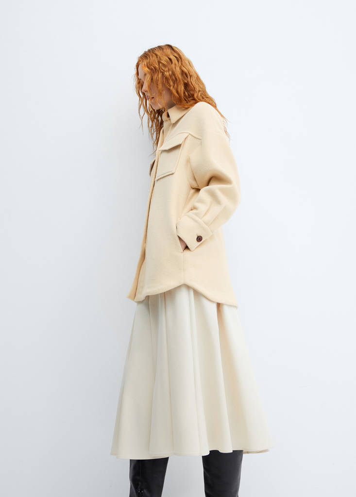 Long wool overshirt — Pastel Yellow