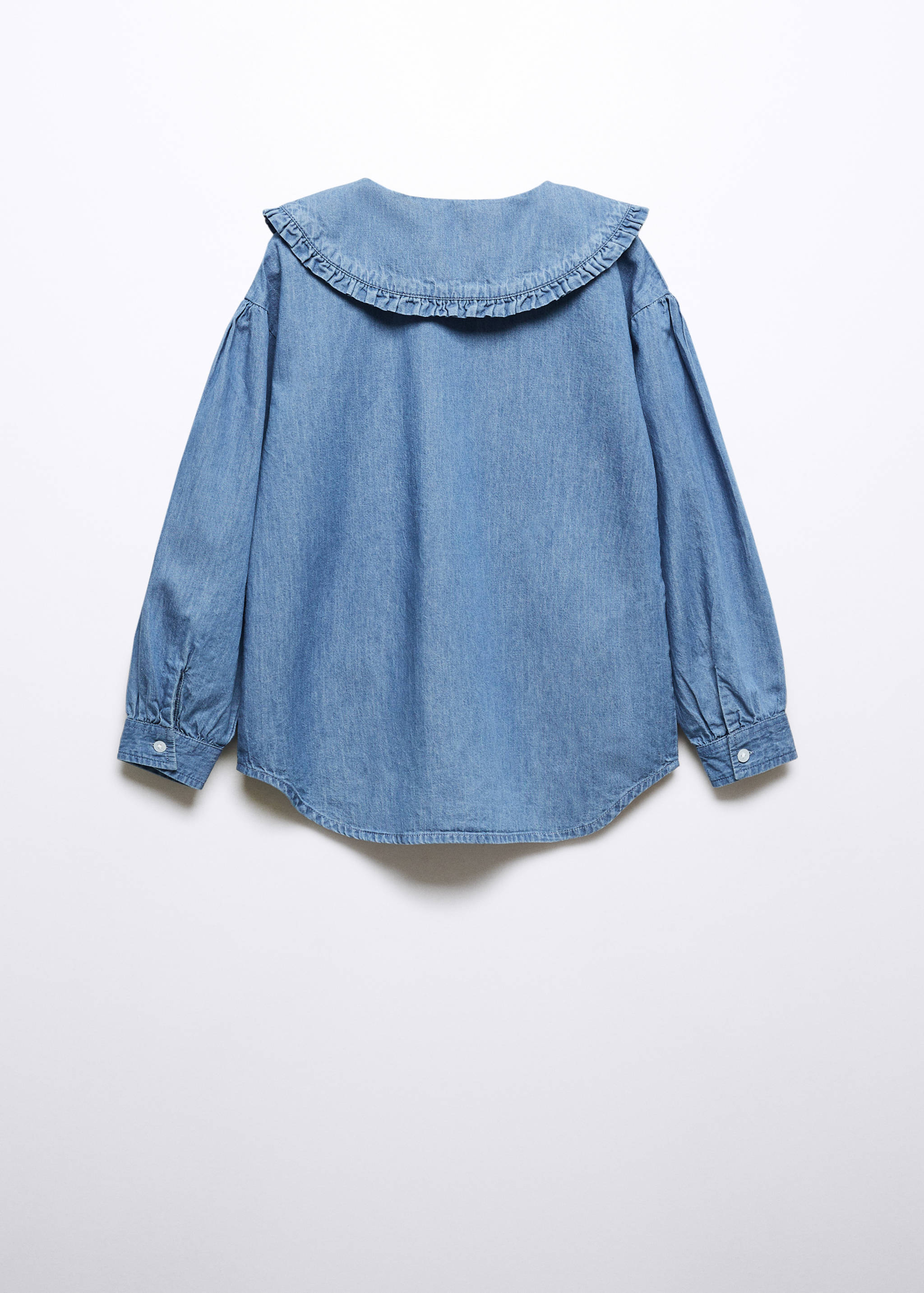 Babydoll blouse with denim neck - Reverse of the article