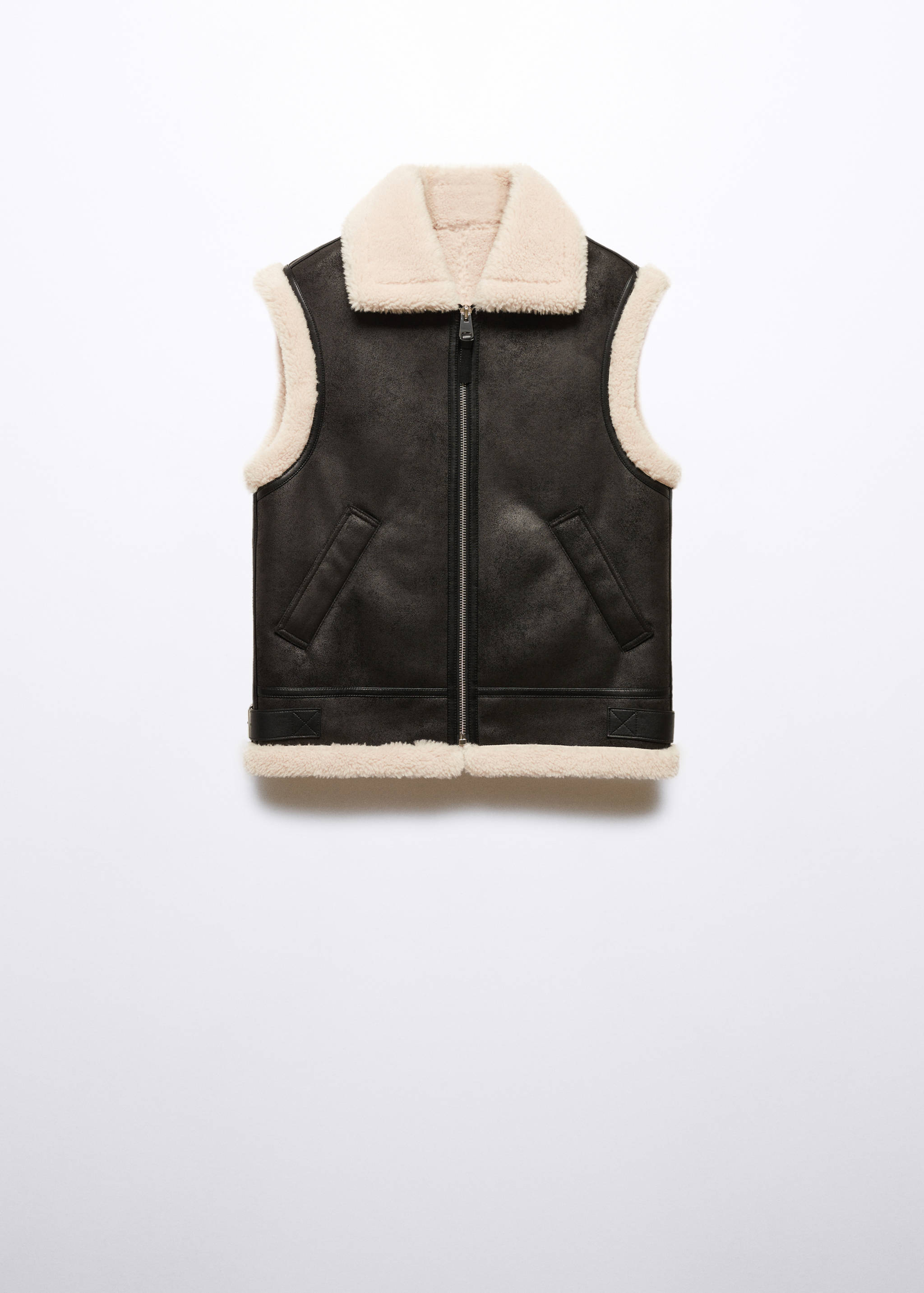 Shearling-lined faux-leather gilet - Article without model