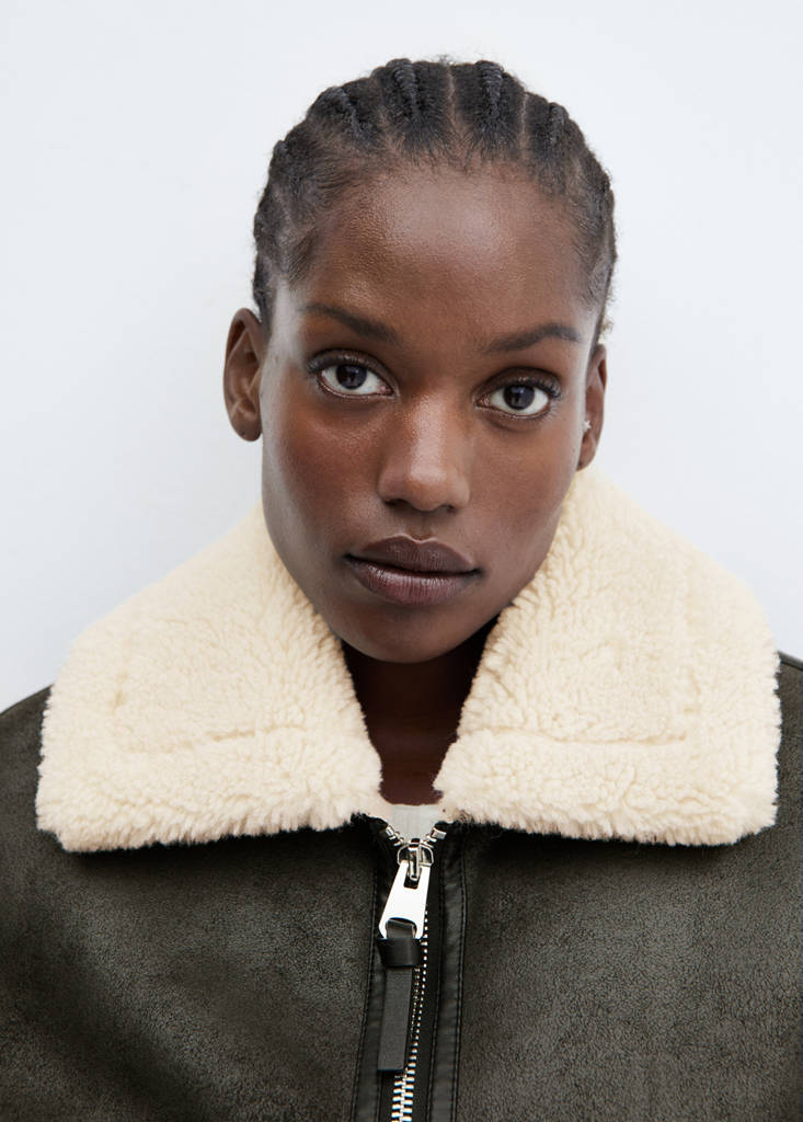 Shearling-lined faux-leather gilet — Black