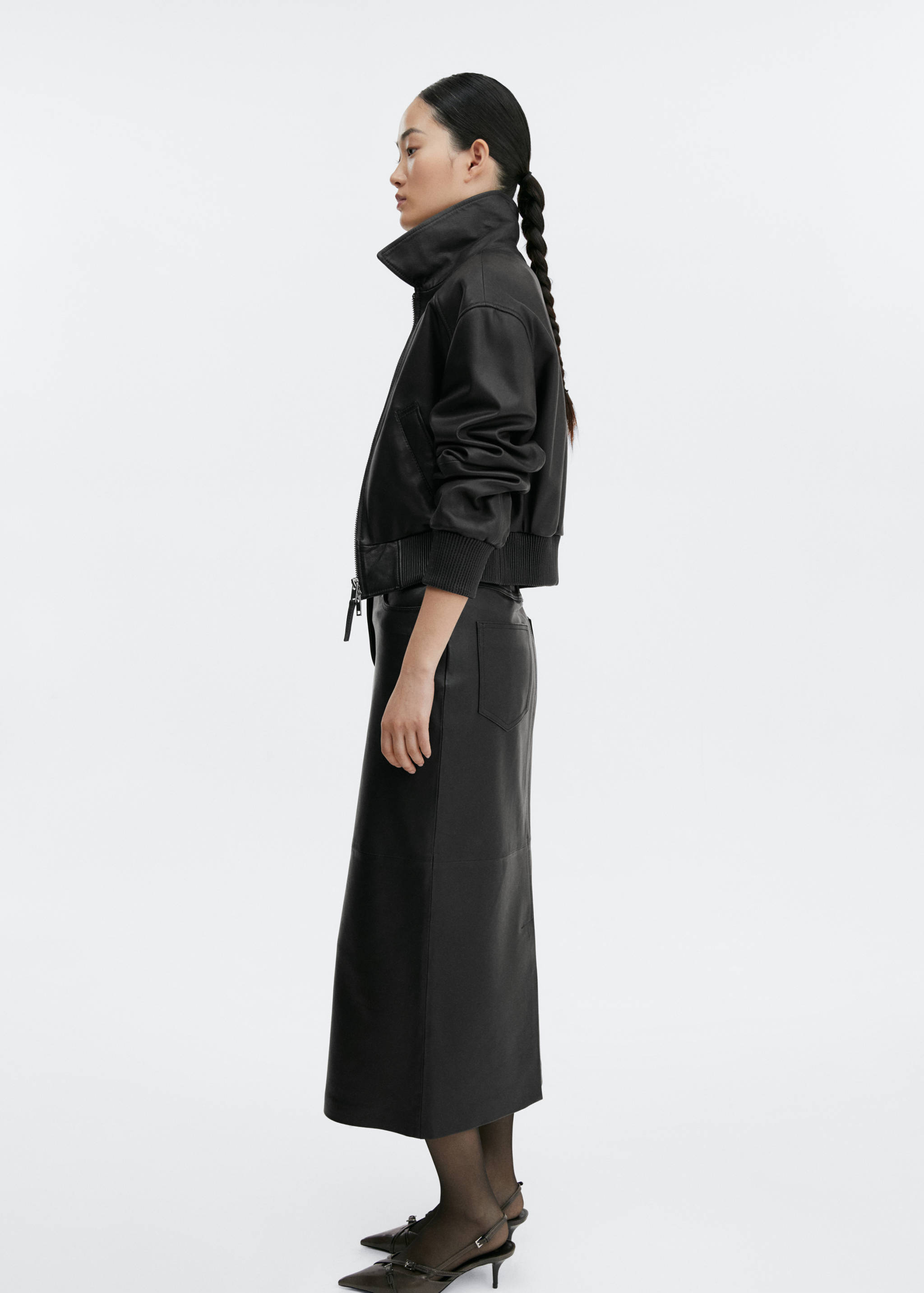 Leather aviator bomber jacket - Details of the article 2