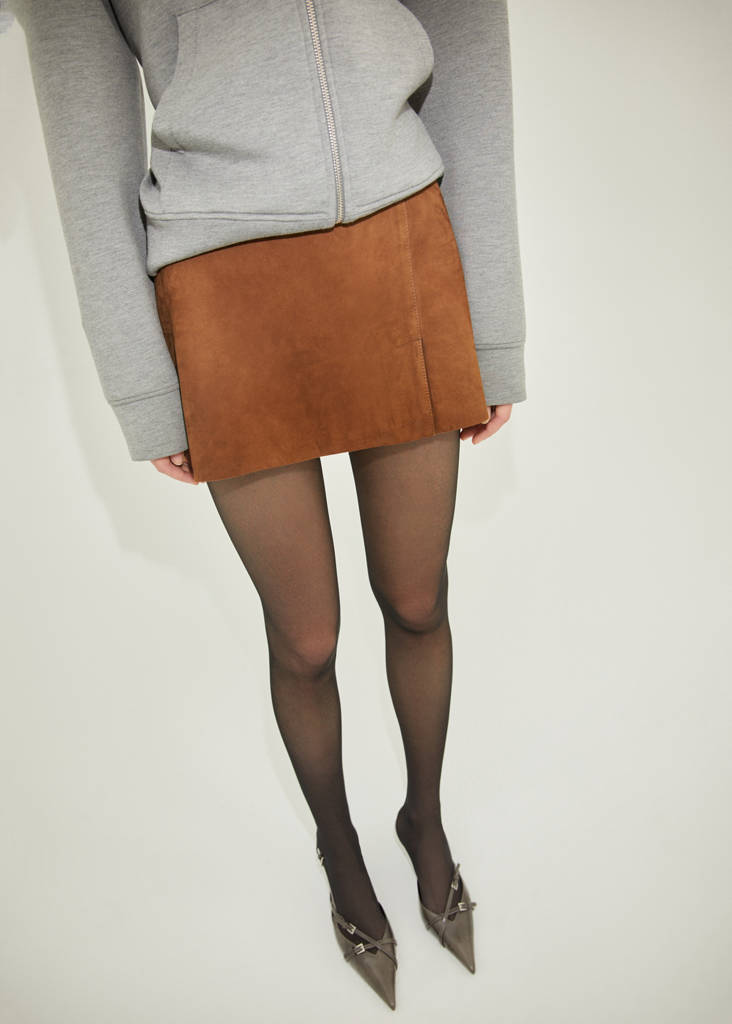 Suede mini-skirt — Medium Brown