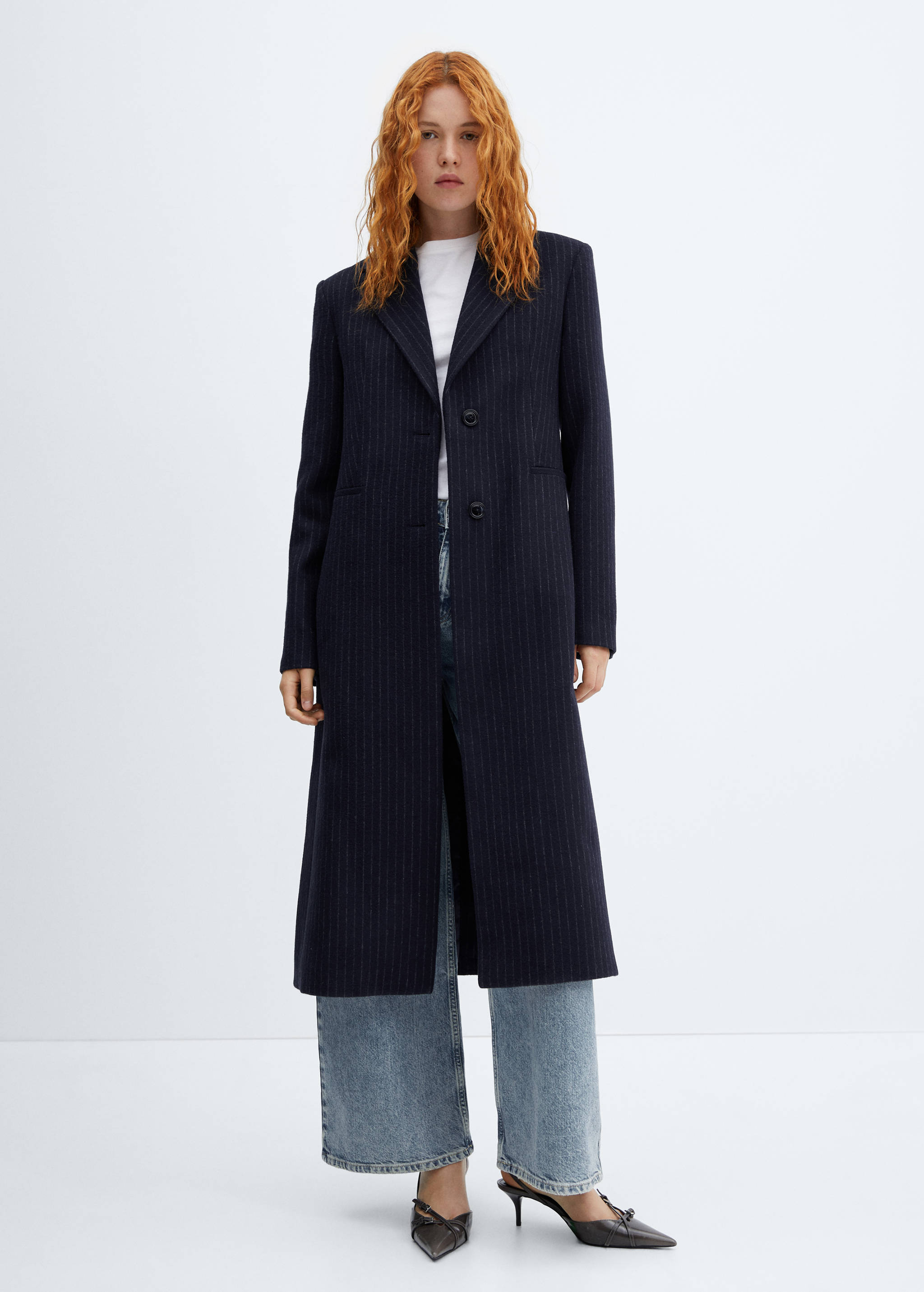 Striped wool coat - General plane