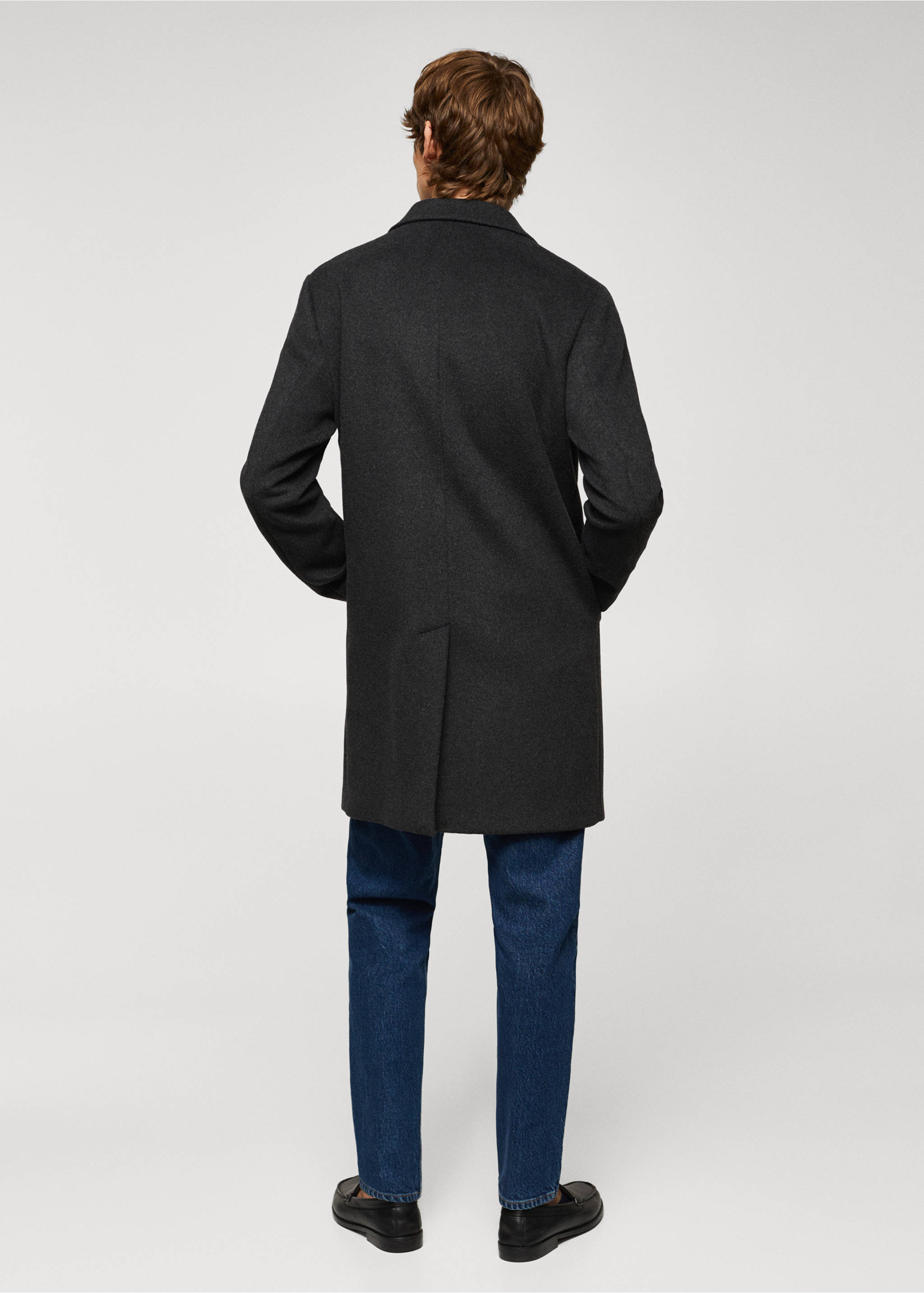 Manteau laine recyclée - Verso de l’article, Gris. Ref: 57077702-00.