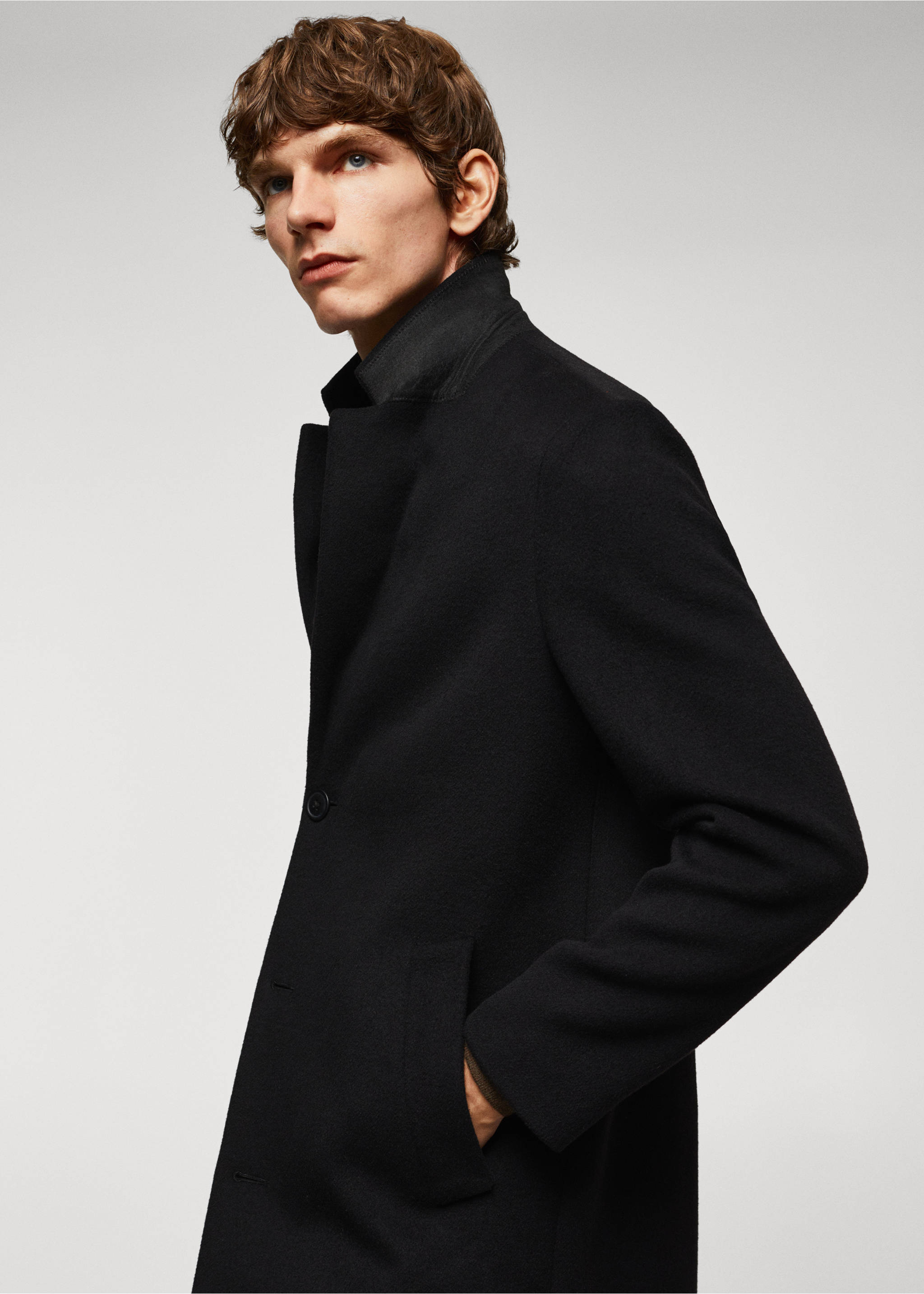 Manteau laine recyclée - Détail de l'article 2, Noir. Ref: 57077702-02.