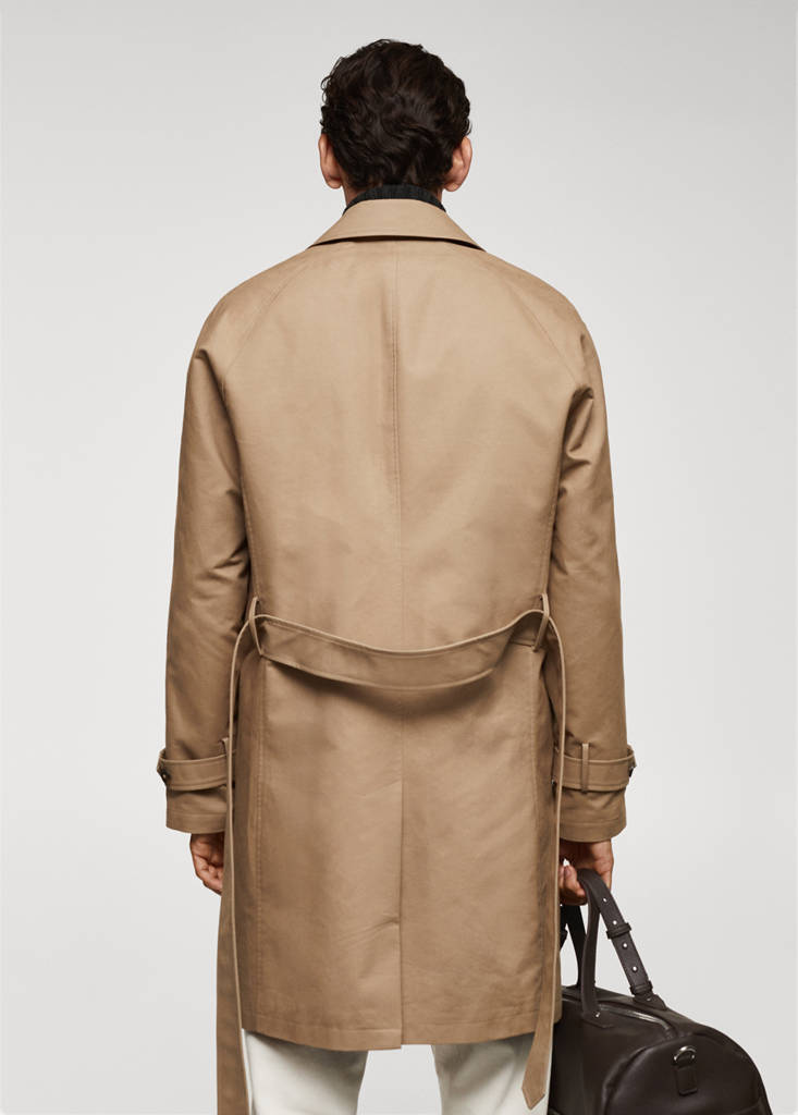 Water-repellent quilted trench coat — Medium Brown