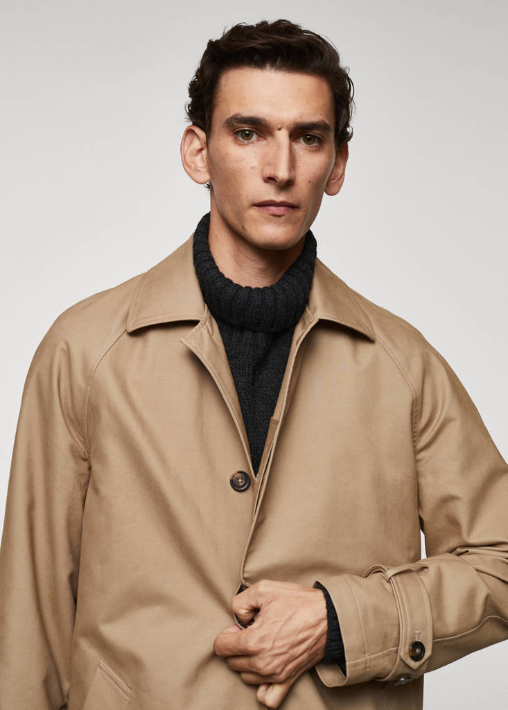 Water-repellent quilted trench coat — Medium Brown